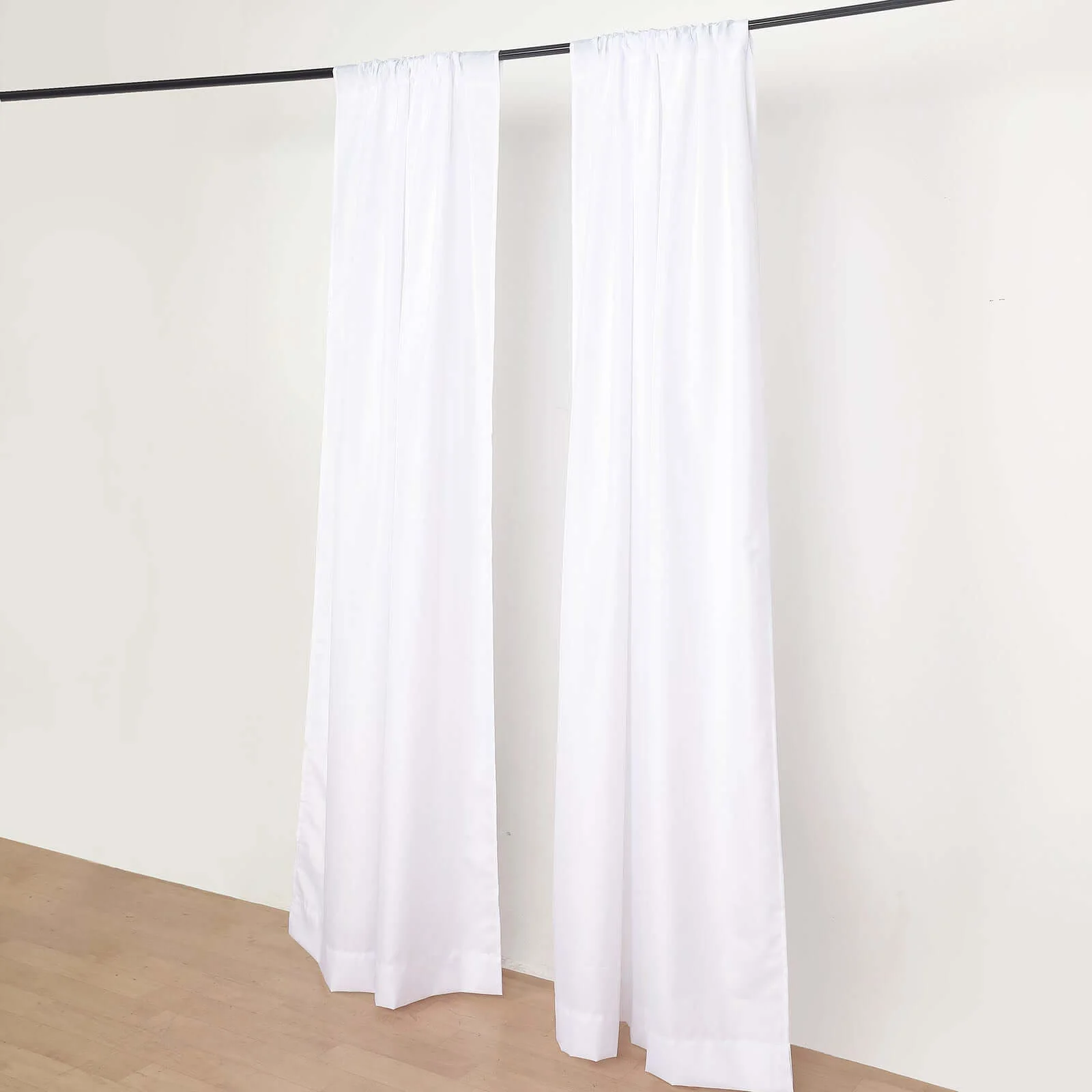 2 Pack 5ftx8ft White Polyester Backdrop Drape Curtains With Rod Pockets, Event Divider Panels 130GSM - Image 7