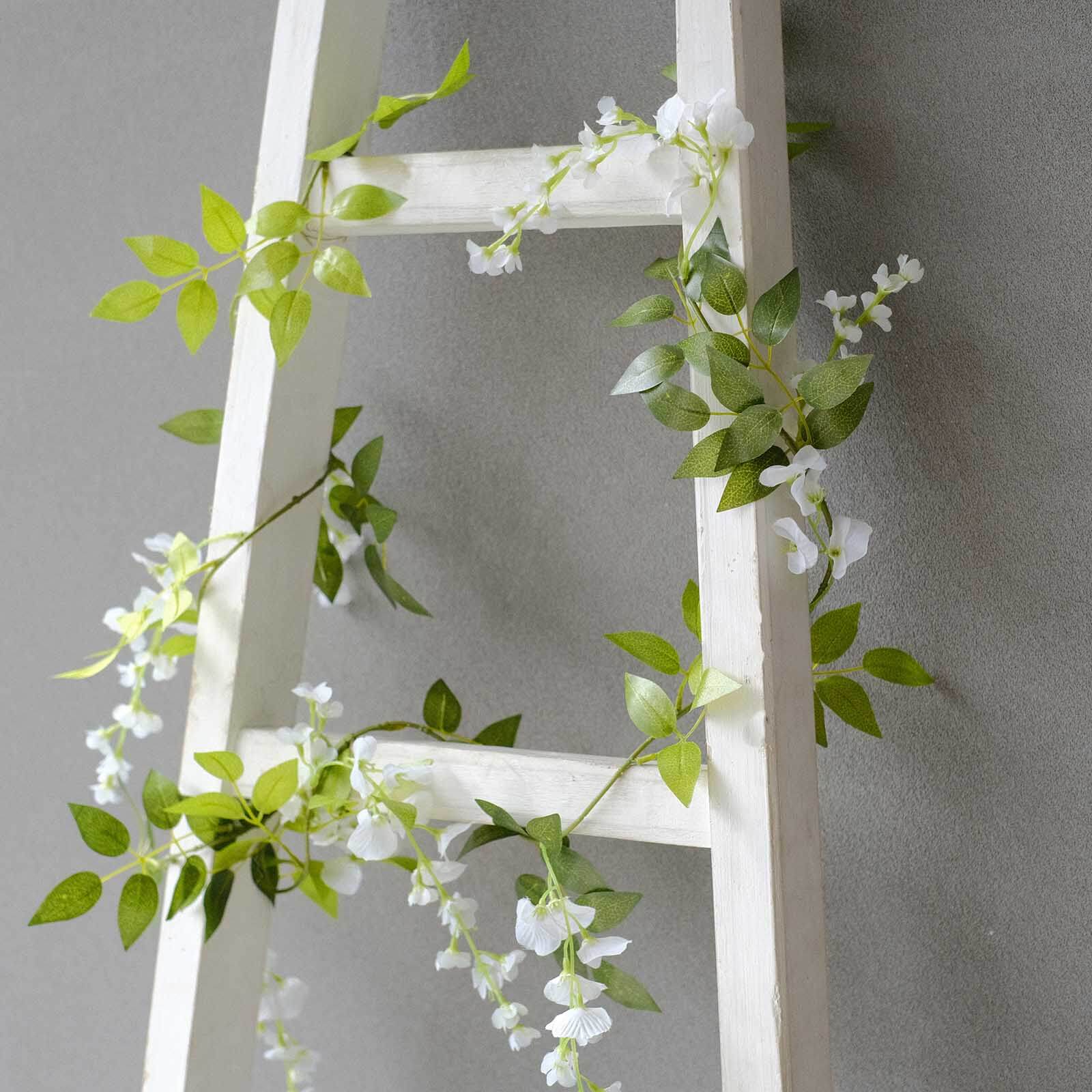 2 Pack White Silk Wisteria Flower Garland Hanging Vines, Artificial Floral Garland Wedding Arch Decor - 6ft - Image 14