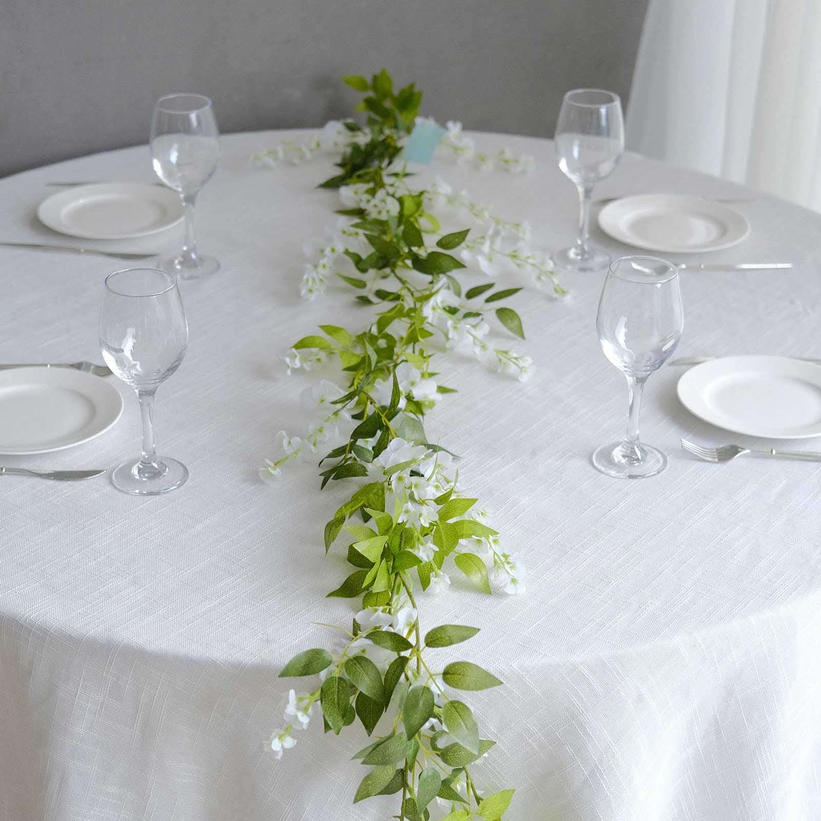 2 Pack White Silk Wisteria Flower Garland Hanging Vines, Artificial Floral Garland Wedding Arch Decor - 6ft - Image 16