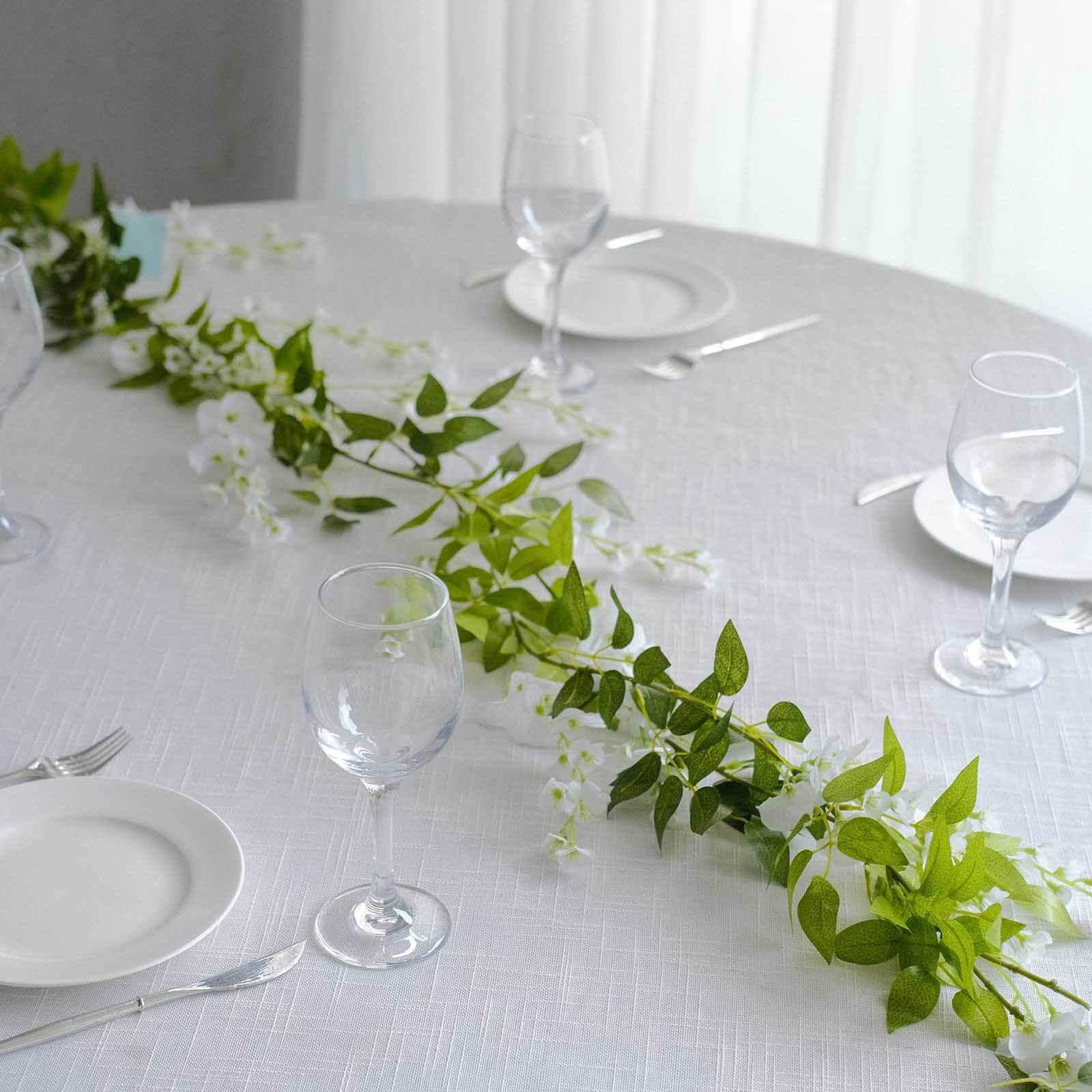 2 Pack White Silk Wisteria Flower Garland Hanging Vines, Artificial Floral Garland Wedding Arch Decor - 6ft - Image 17