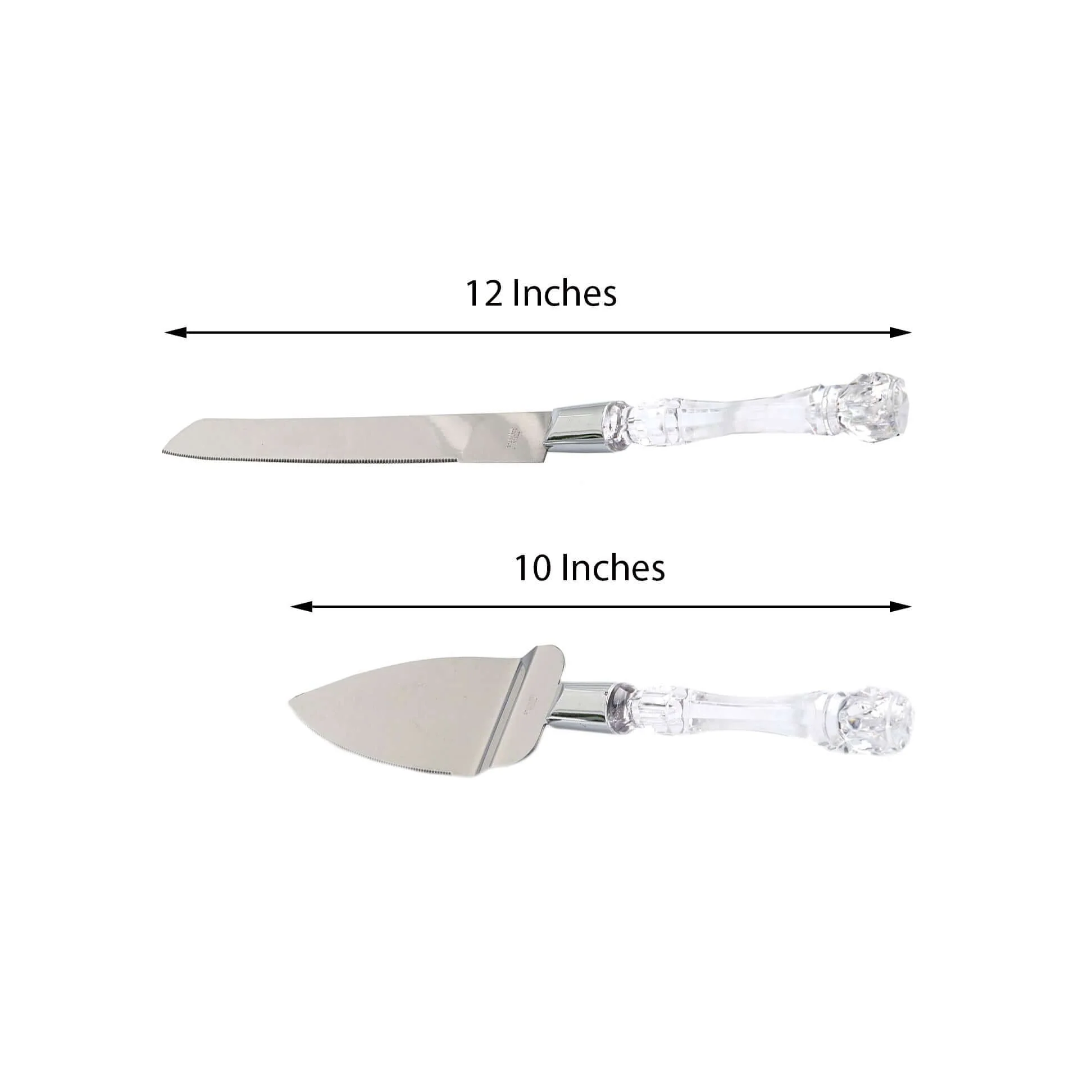 2 Set Stainless Steel Knife and Server 10" & 12" with Clear Acrylic Handle - Party Favors Gift Box Included - Image 6
