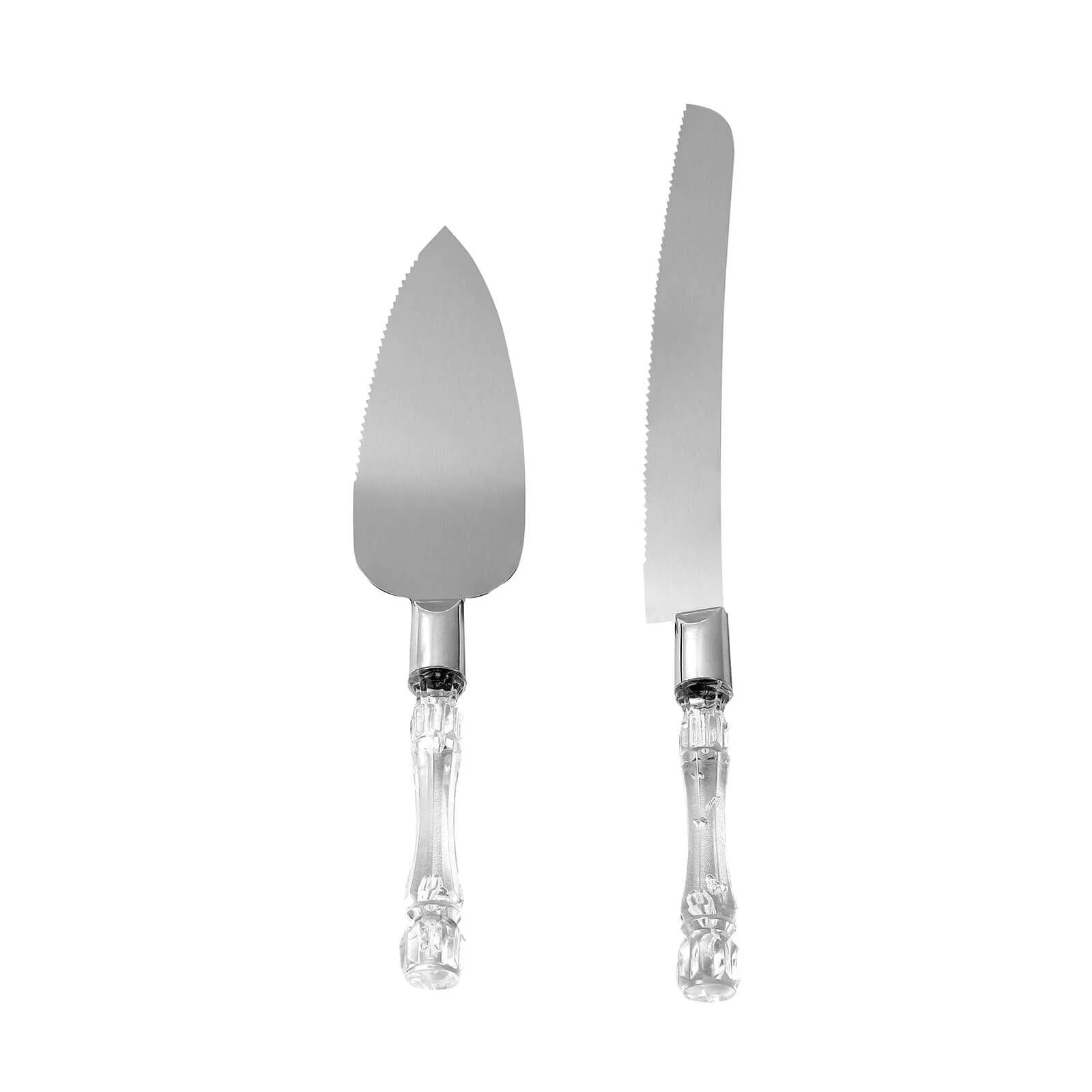 2 Set Stainless Steel Knife and Server 10" & 12" with Clear Acrylic Handle - Party Favors Gift Box Included - Image 7