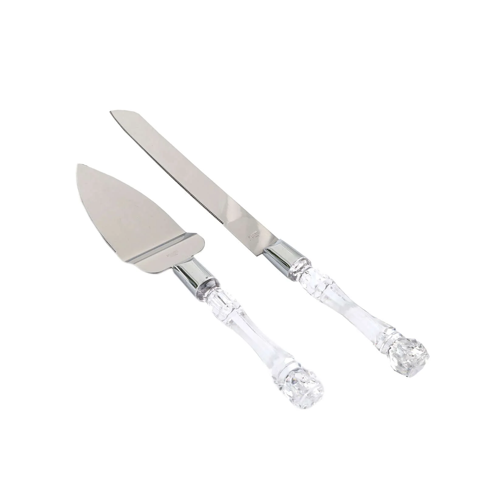 2 Set Stainless Steel Knife and Server 10" & 12" with Clear Acrylic Handle - Party Favors Gift Box Included - Image 8