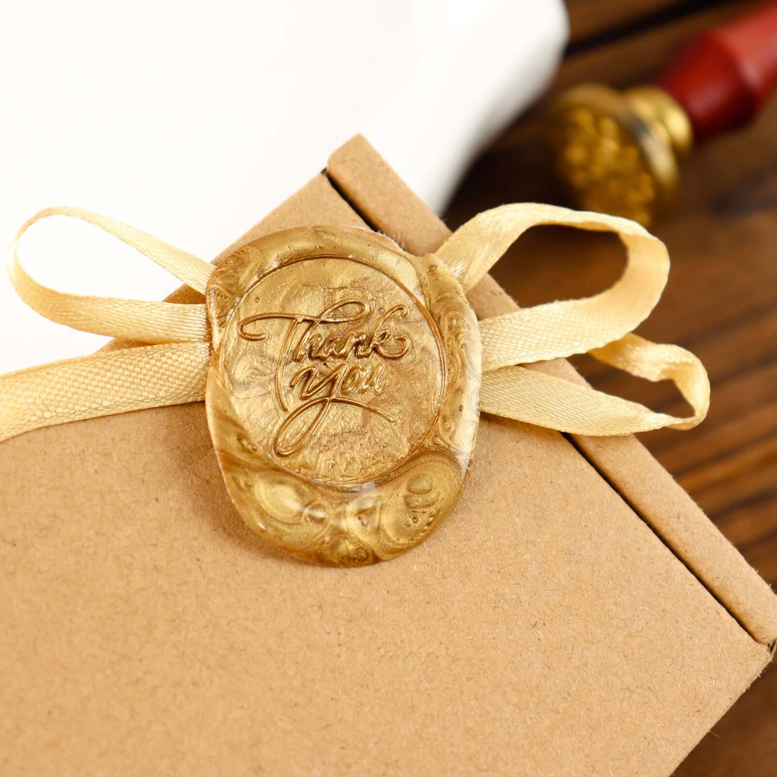 2 Set Wax Seal Stamp Kit Party Favors, Gold Silver "With Love" and "Thank You" Wax Stamp, Wedding Invitation Envelope Letters Mailing Crafts Set - Image 10