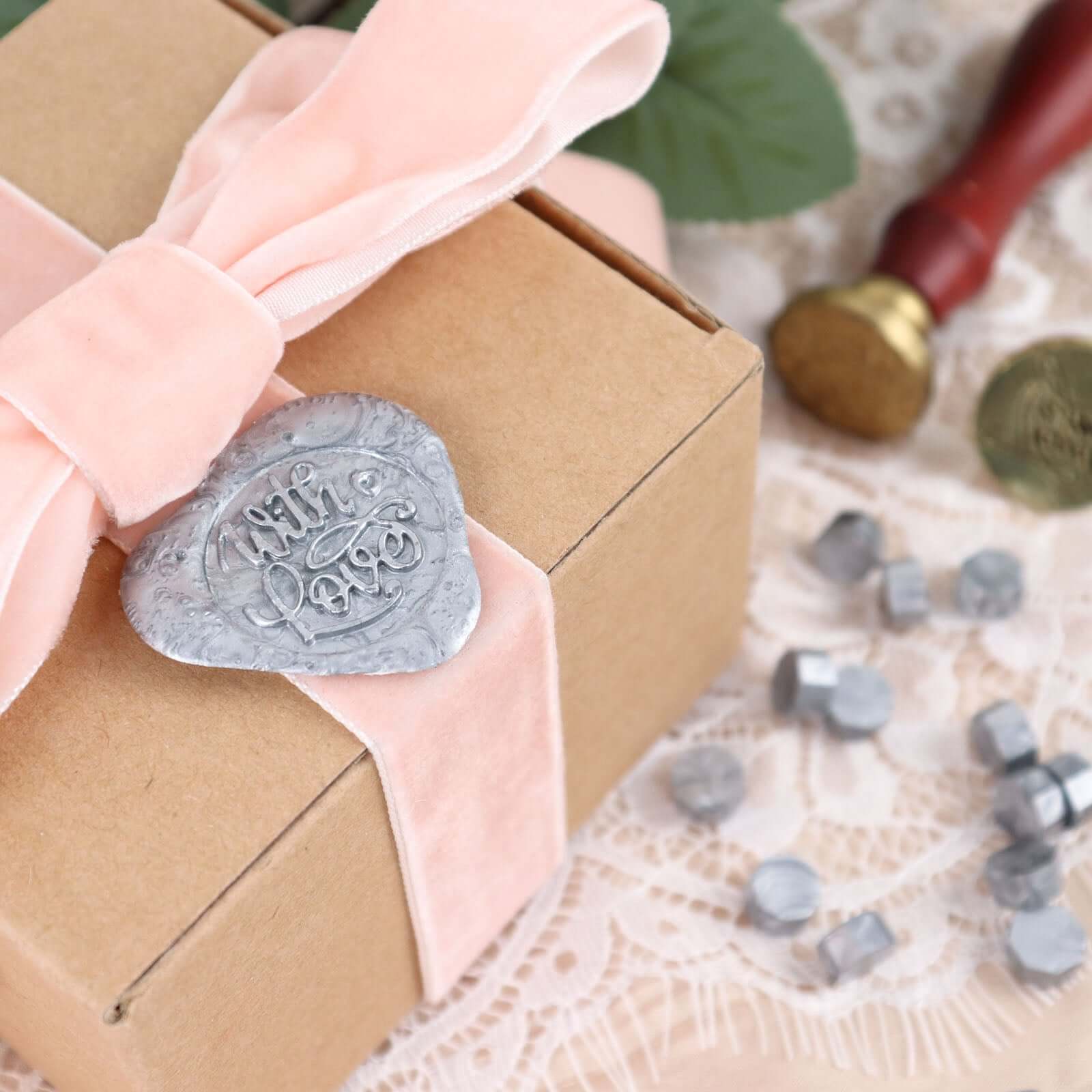 2 Set Wax Seal Stamp Kit Party Favors, Gold Silver "With Love" and "Thank You" Wax Stamp, Wedding Invitation Envelope Letters Mailing Crafts Set - Image 15