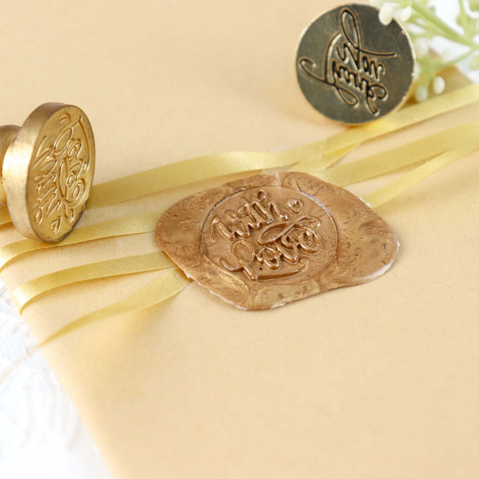 2 Set Wax Seal Stamp Kit Party Favors, Gold Silver "With Love" and "Thank You" Wax Stamp, Wedding Invitation Envelope Letters Mailing Crafts Set - Image 8