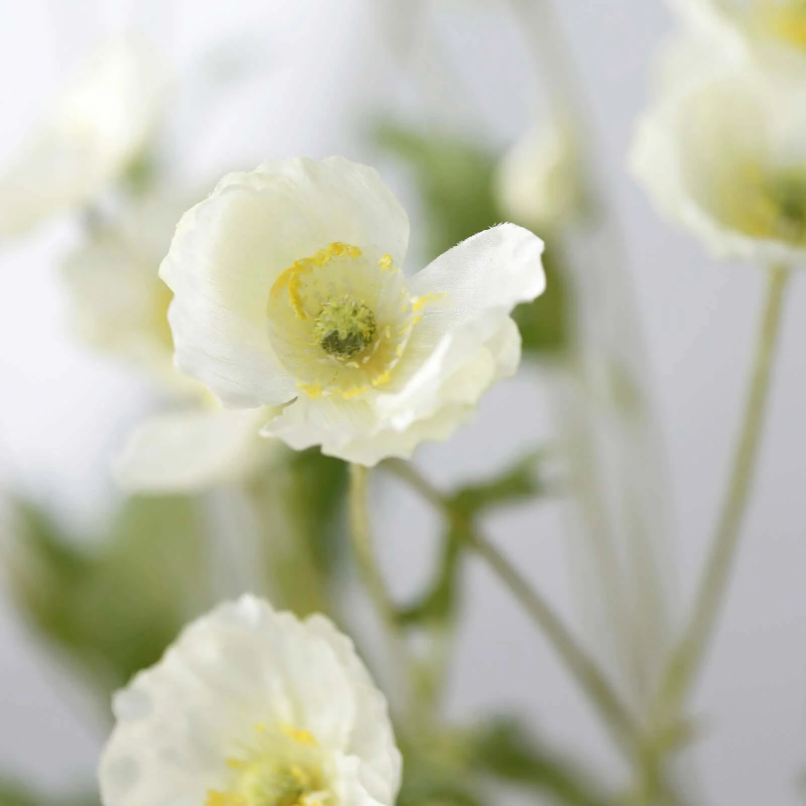2 Stems Ivory Artificial Silk Poppy Flower Bouquet Bushes 33" - Image 8