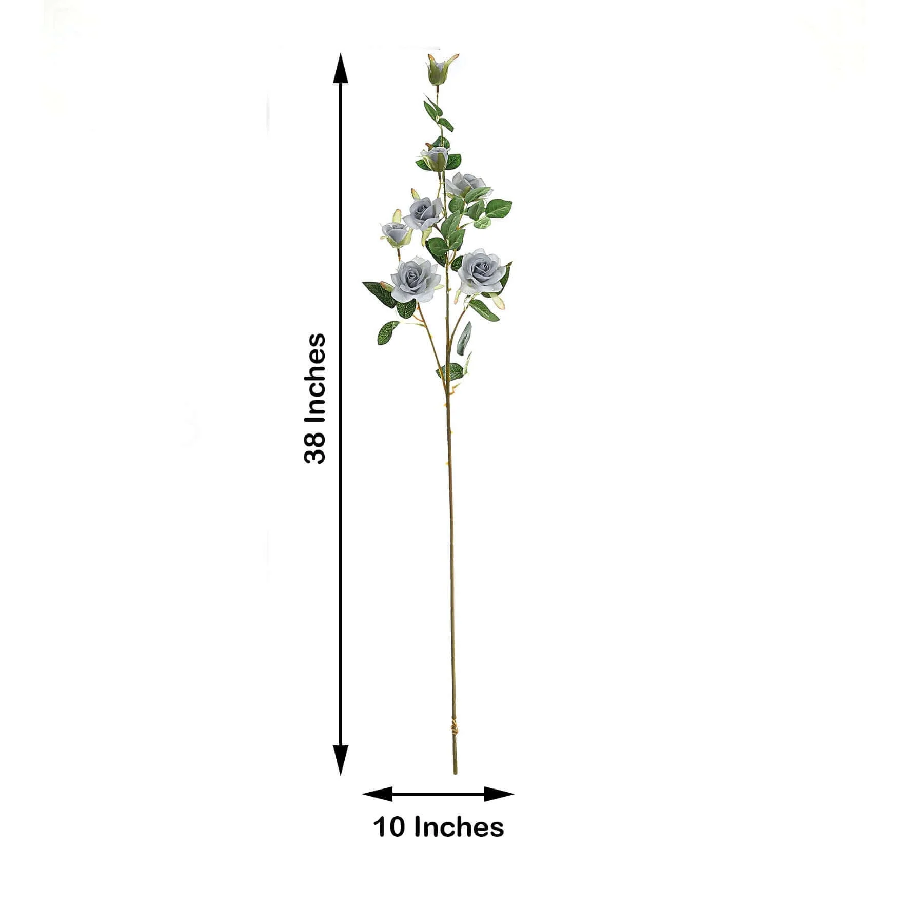 2 Stems Silver Artificial Silk Rose Flower Bouquet Bushes 38" Tall - Image 3