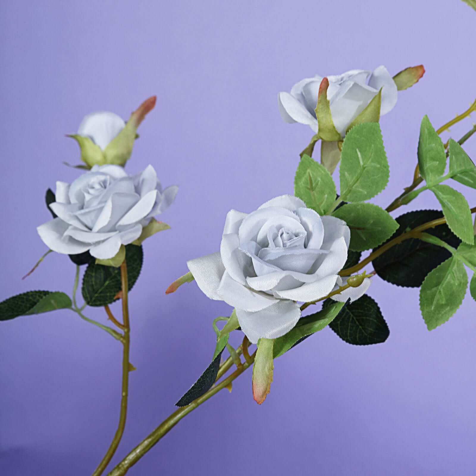 2 Stems Silver Artificial Silk Rose Flower Bouquet Bushes 38" Tall - Image 9