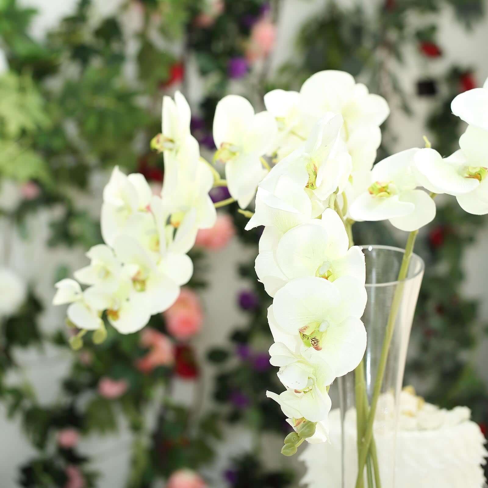 2 Stems Cream Artificial Silk Orchid Flower Bouquets 40" Tall - Image 6