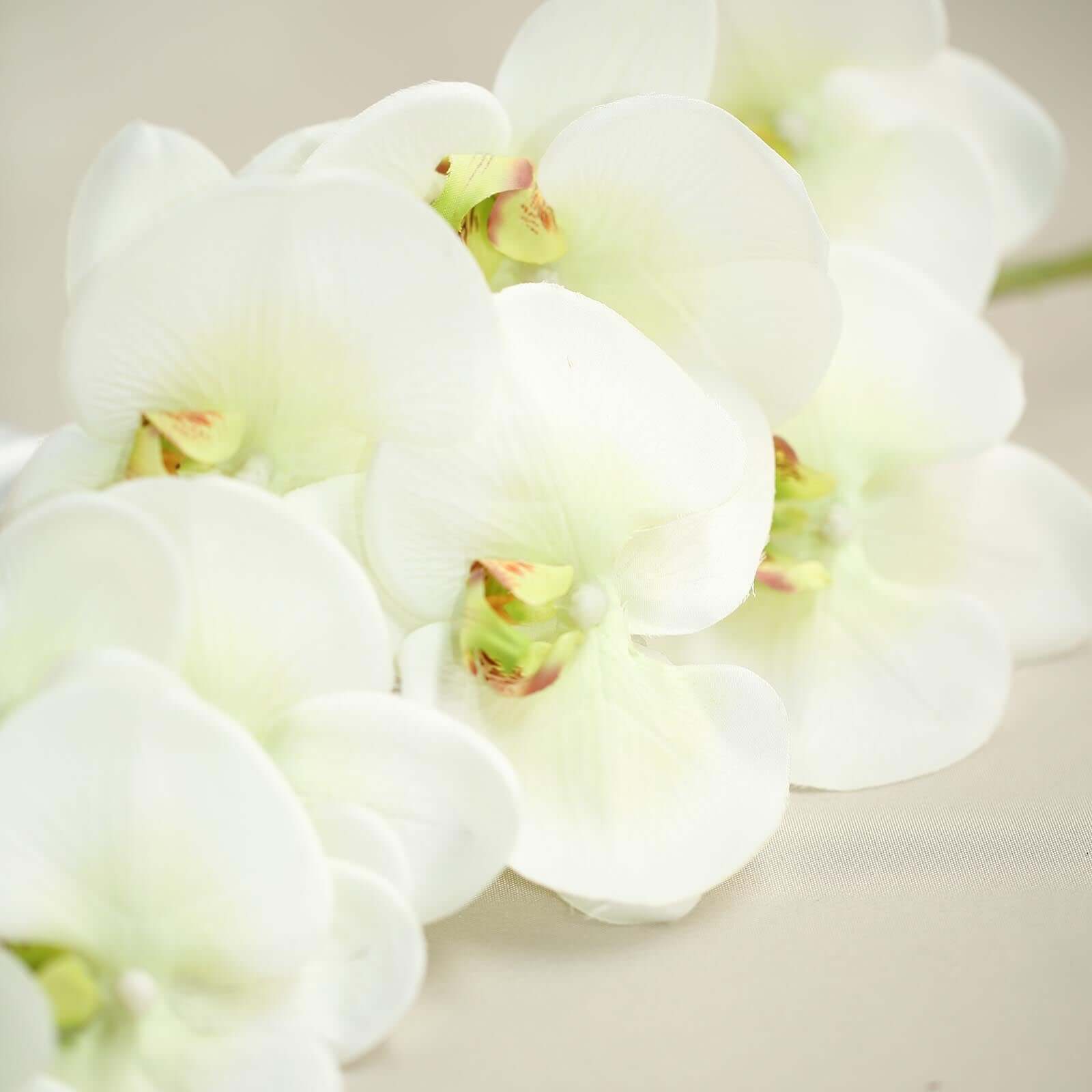 2 Stems Cream Artificial Silk Orchid Flower Bouquets 40" Tall - Image 8