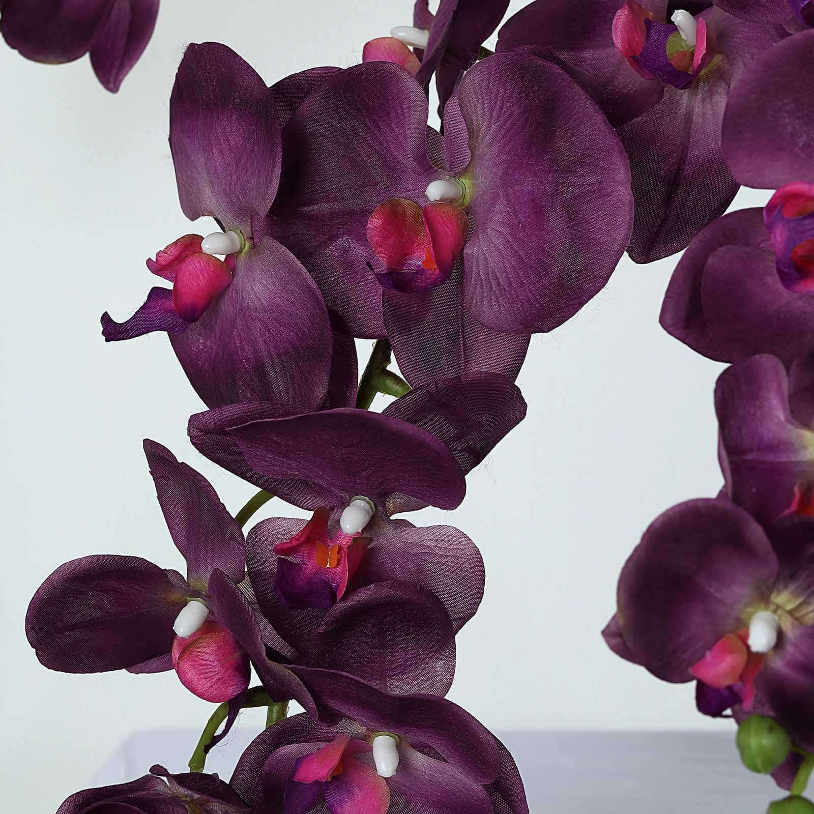 2 Stems Eggplant Artificial Silk Orchid Flower Bouquets 40" Tall - Image 10