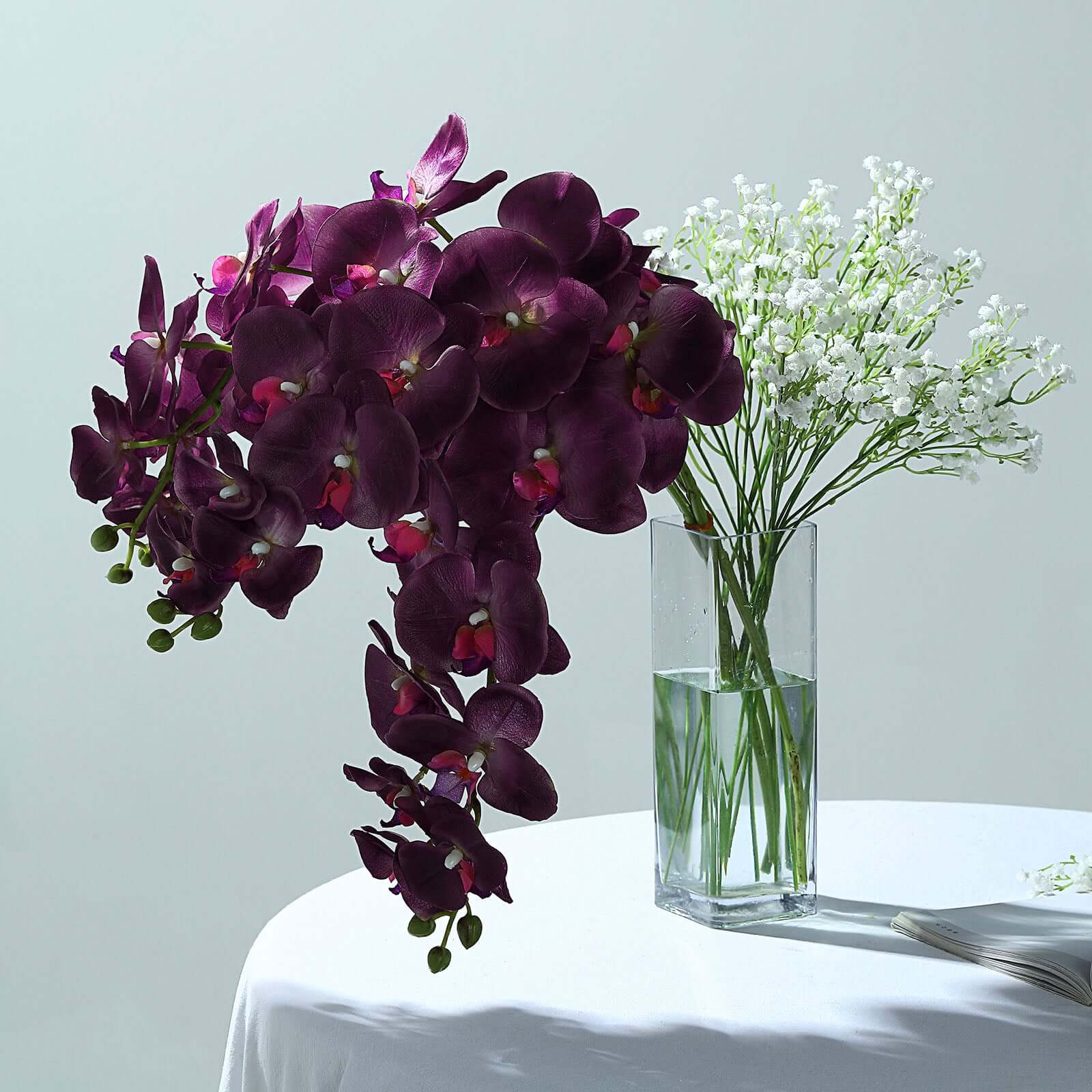 2 Stems Eggplant Artificial Silk Orchid Flower Bouquets 40" Tall - Image 11