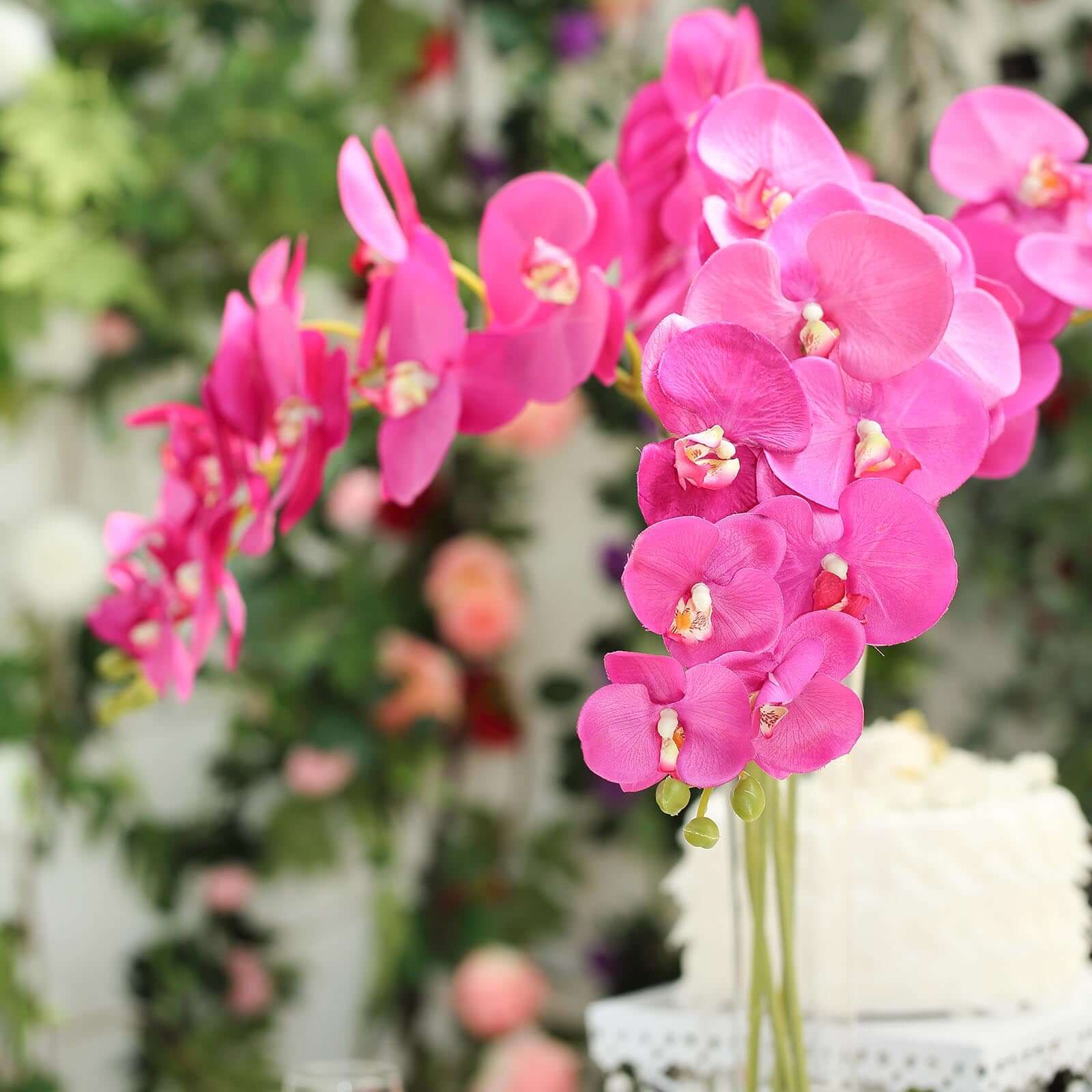 2 Stems Fuchsia Artificial Silk Orchid Flower Bouquets 40" Tall - Image 6