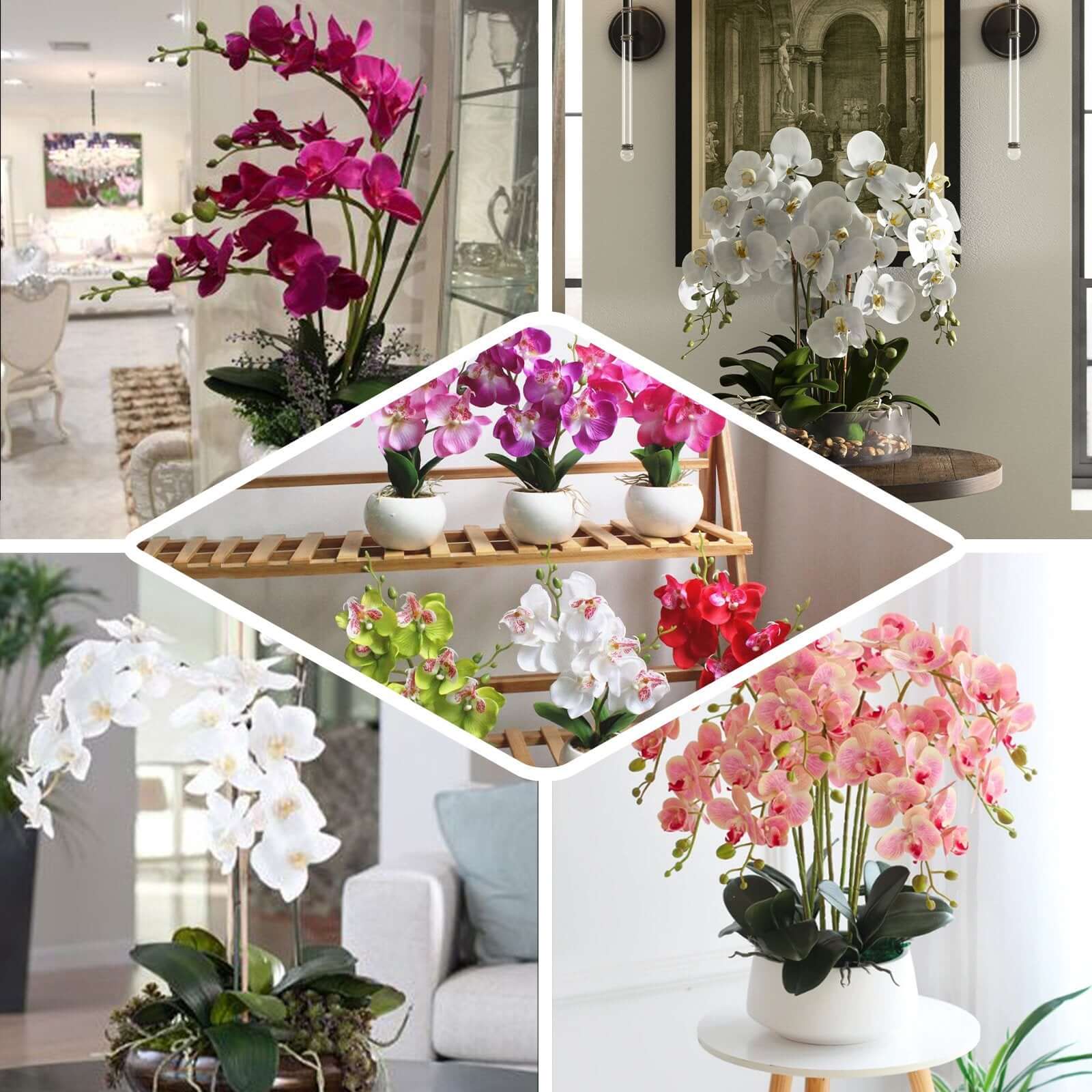 2 Stems Lavender Lilac Artificial Silk Orchid Flower Bouquets 40" Tall - Image 5