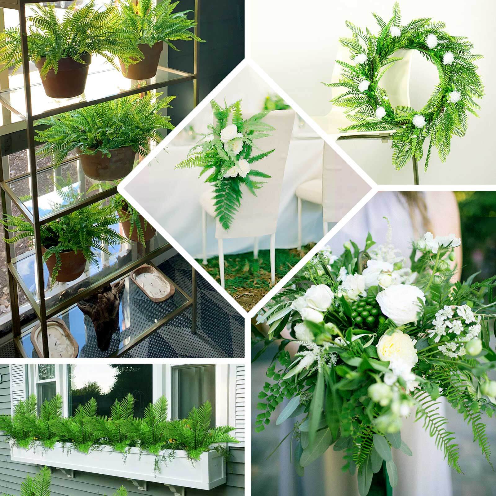 2 Stems Artificial Green Cycas Fern Leaf Indoor Bushes, Faux Plants - Image 5