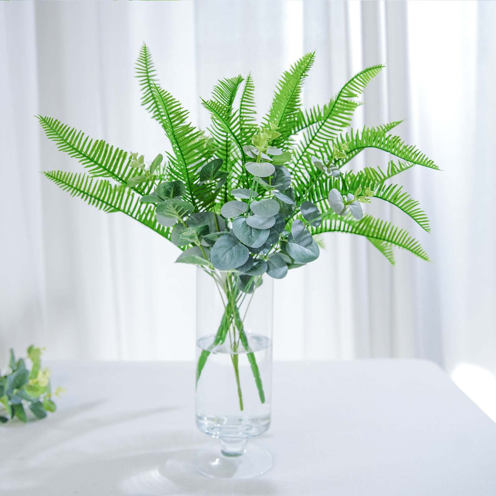 2 Stems Artificial Green Cycas Fern Leaf Indoor Bushes, Faux Plants - Image 7