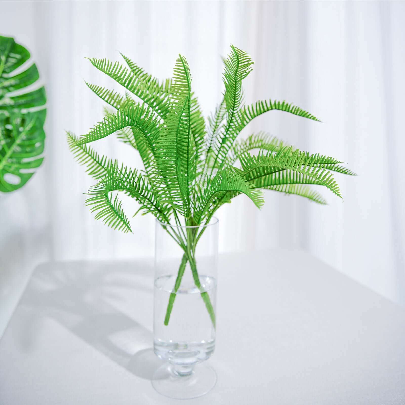 2 Stems Artificial Green Cycas Fern Leaf Indoor Bushes, Faux Plants - Image 8