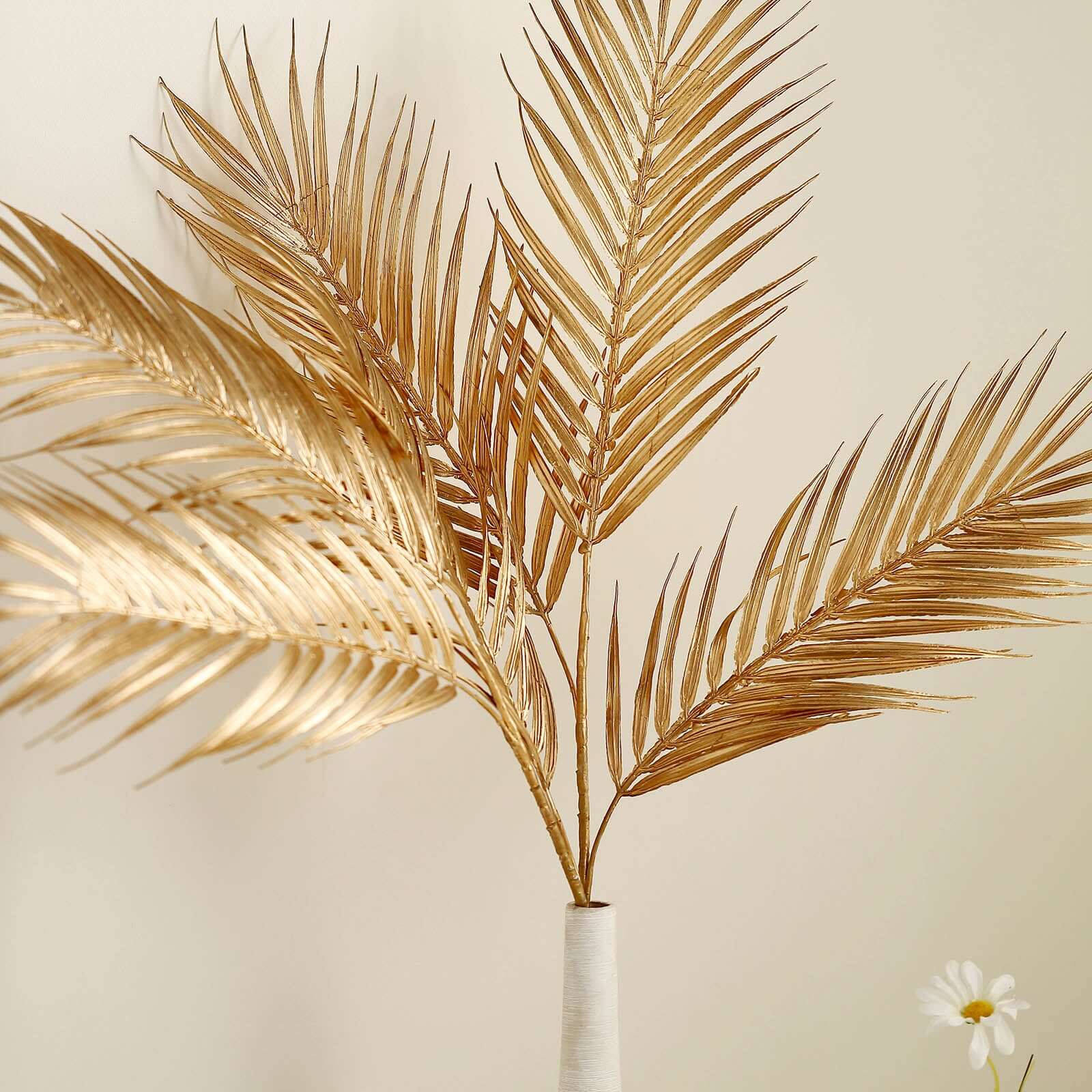 2 Stems Artificial Palm Leaf Branch 32" Metallic Gold Tropical & Stylish Faux Stems Vase Filler Floral Arrangement Accent