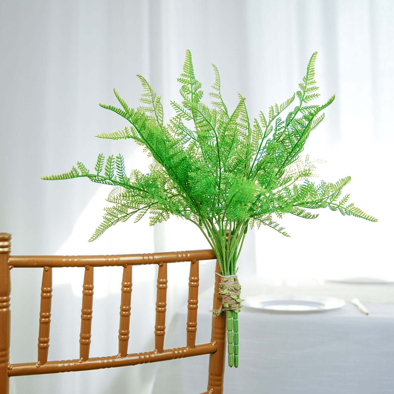 2 Stems Green Artificial Asparagus Fern Leaf Plant Indoor Faux Spray - Image 11