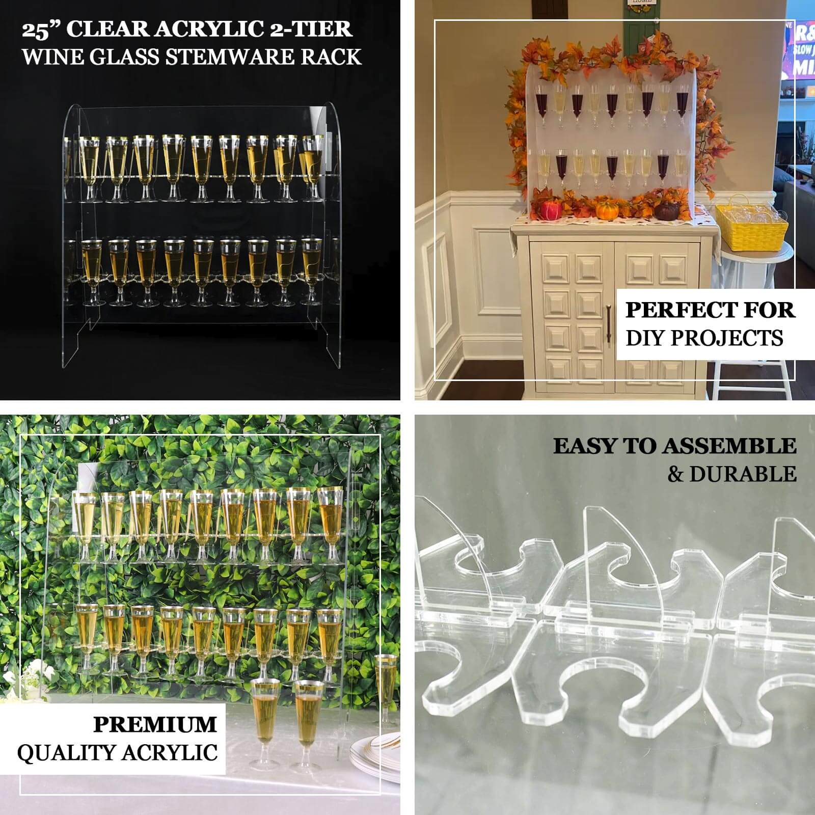 2-Tier Acrylic Champagne Glass Holder Display Stand Table Top 25" - Image 4
