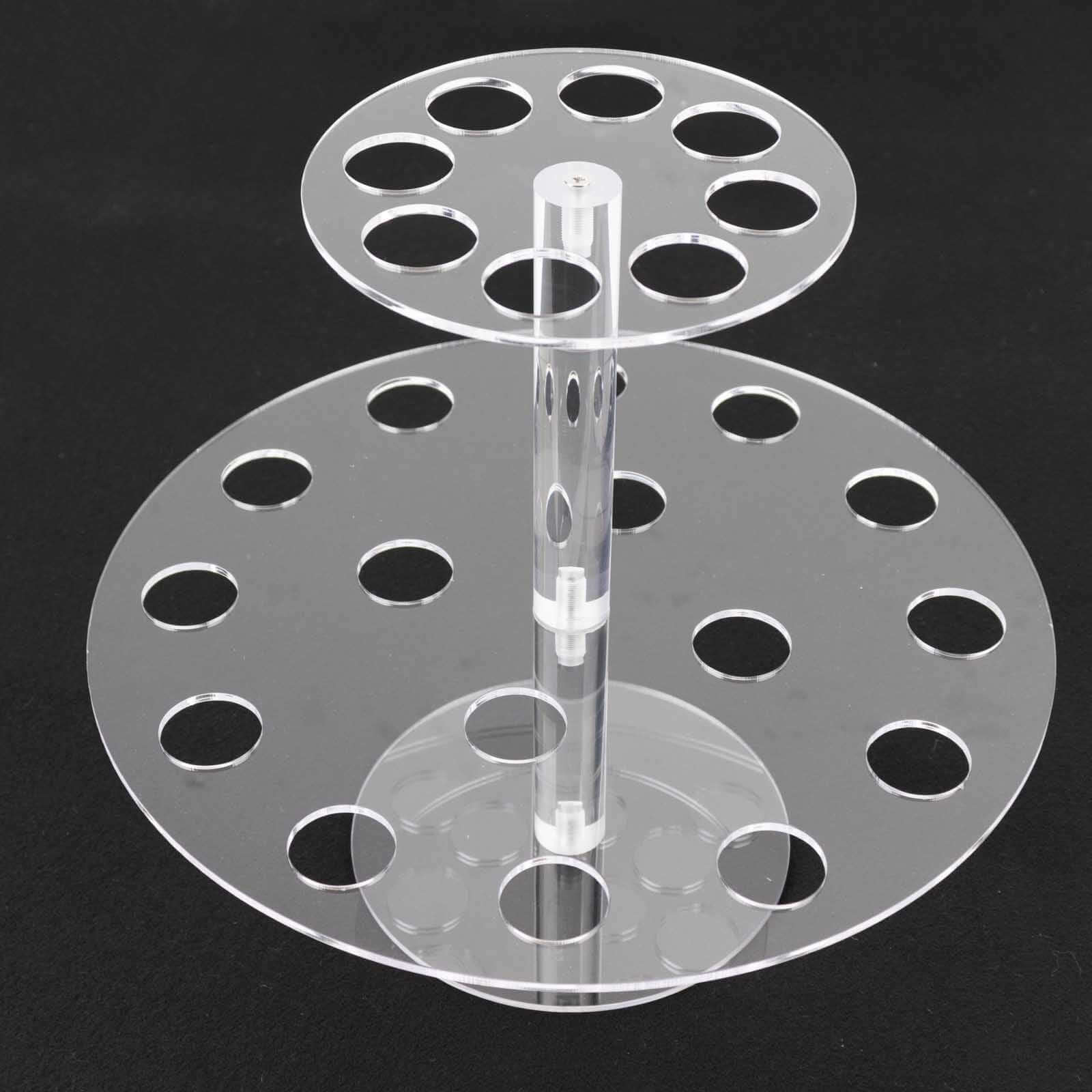 2 Tier Acrylic Round Ice Cream Cone Holder 12" Clear with 24-Slots - Modern Food Display Stand for Buffets & Dessert Tables - Image 9
