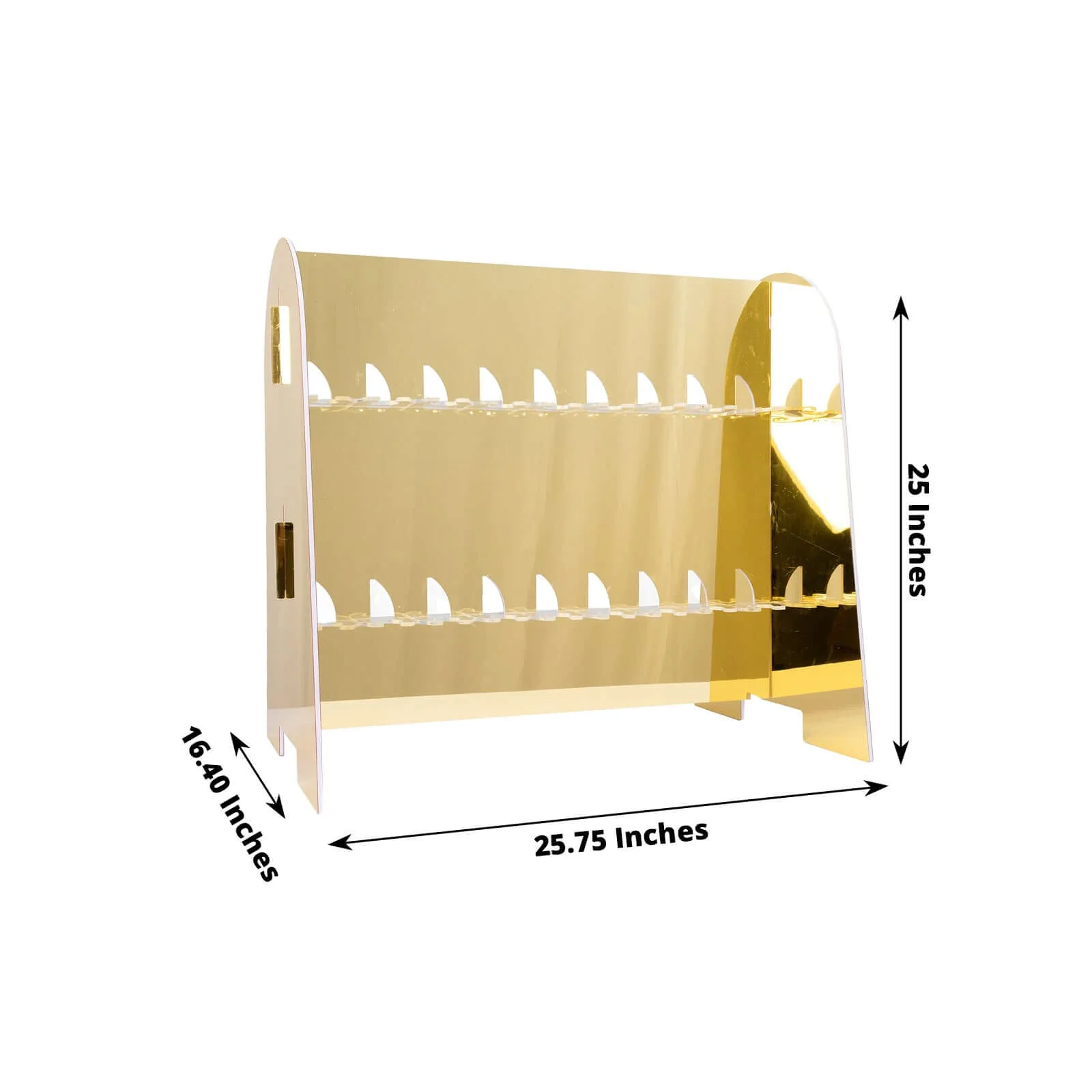 2-Tier Champagne Glass Holder Display Stand Table Top 25" in Gold Mirror Finish with 18 Hooks, Stylish Stemware Rack Cocktail Drink Holder for DIY Bars & Celebrations - Image 3