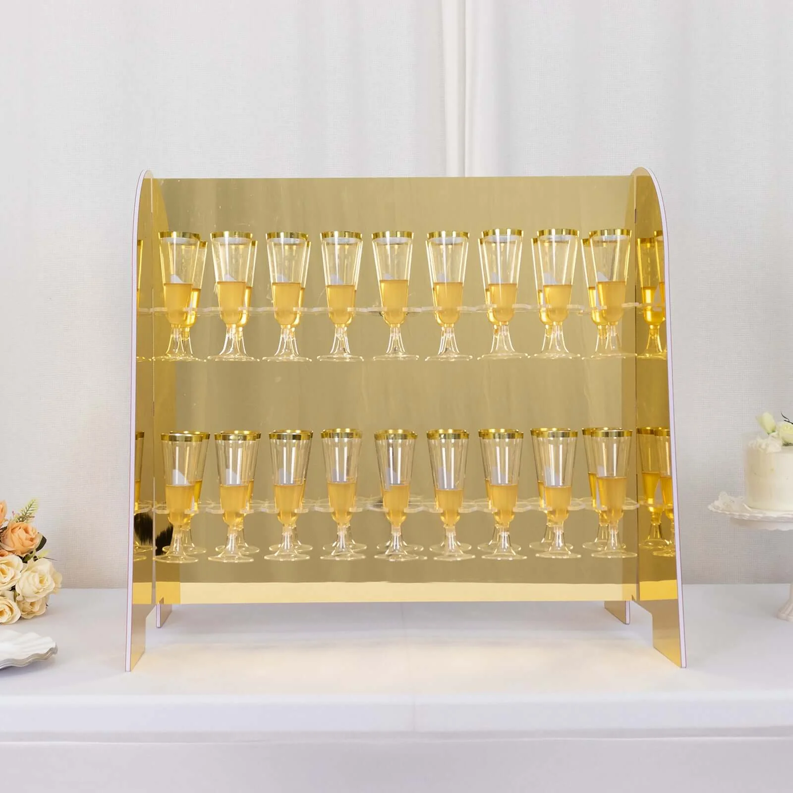 2-Tier Champagne Glass Holder Display Stand Table Top 25" in Gold Mirror Finish with 18 Hooks, Stylish Stemware Rack Cocktail Drink Holder for DIY Bars & Celebrations - Image 7