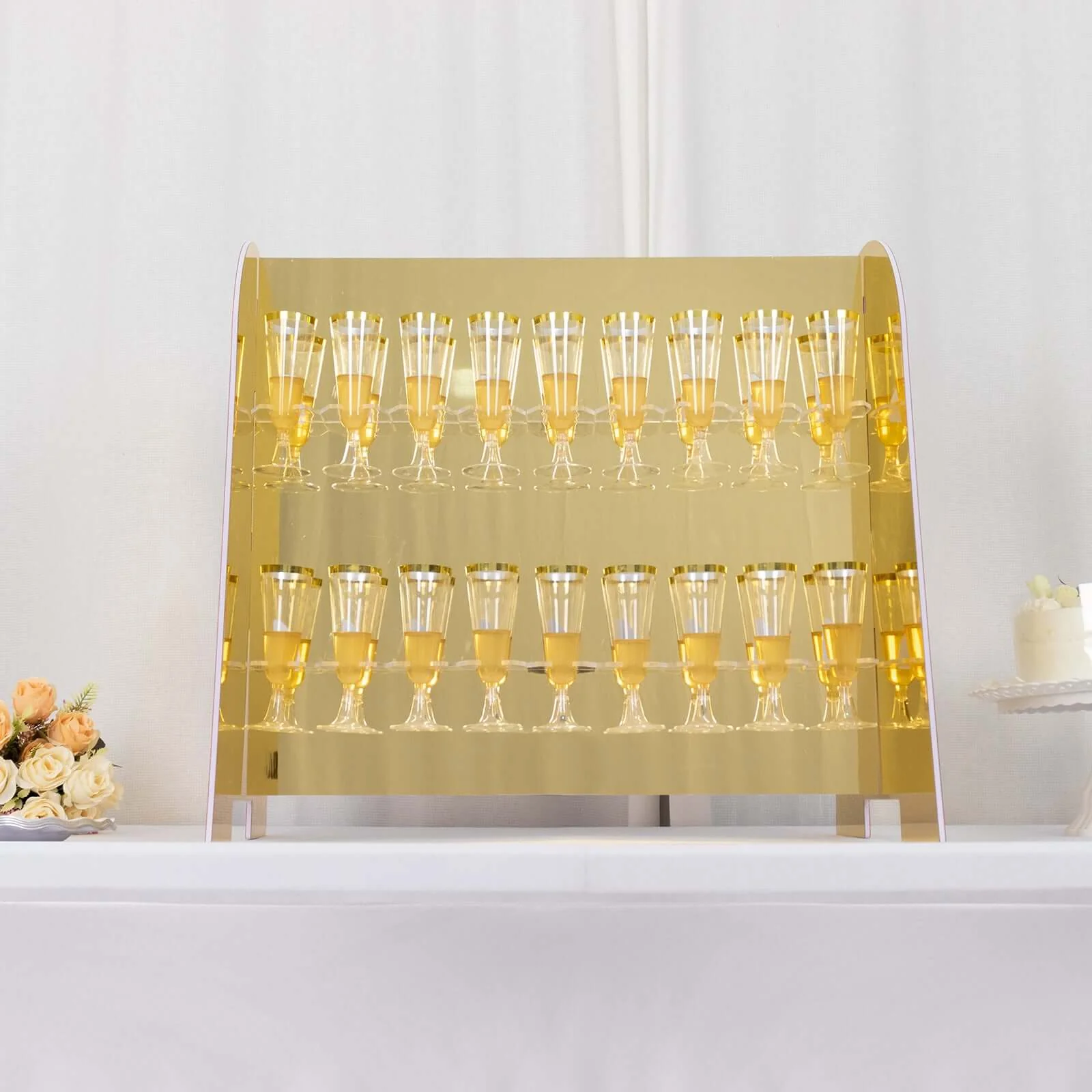 2-Tier Champagne Glass Holder Display Stand Table Top 25" in Gold Mirror Finish with 18 Hooks, Stylish Stemware Rack Cocktail Drink Holder for DIY Bars & Celebrations - Image 9