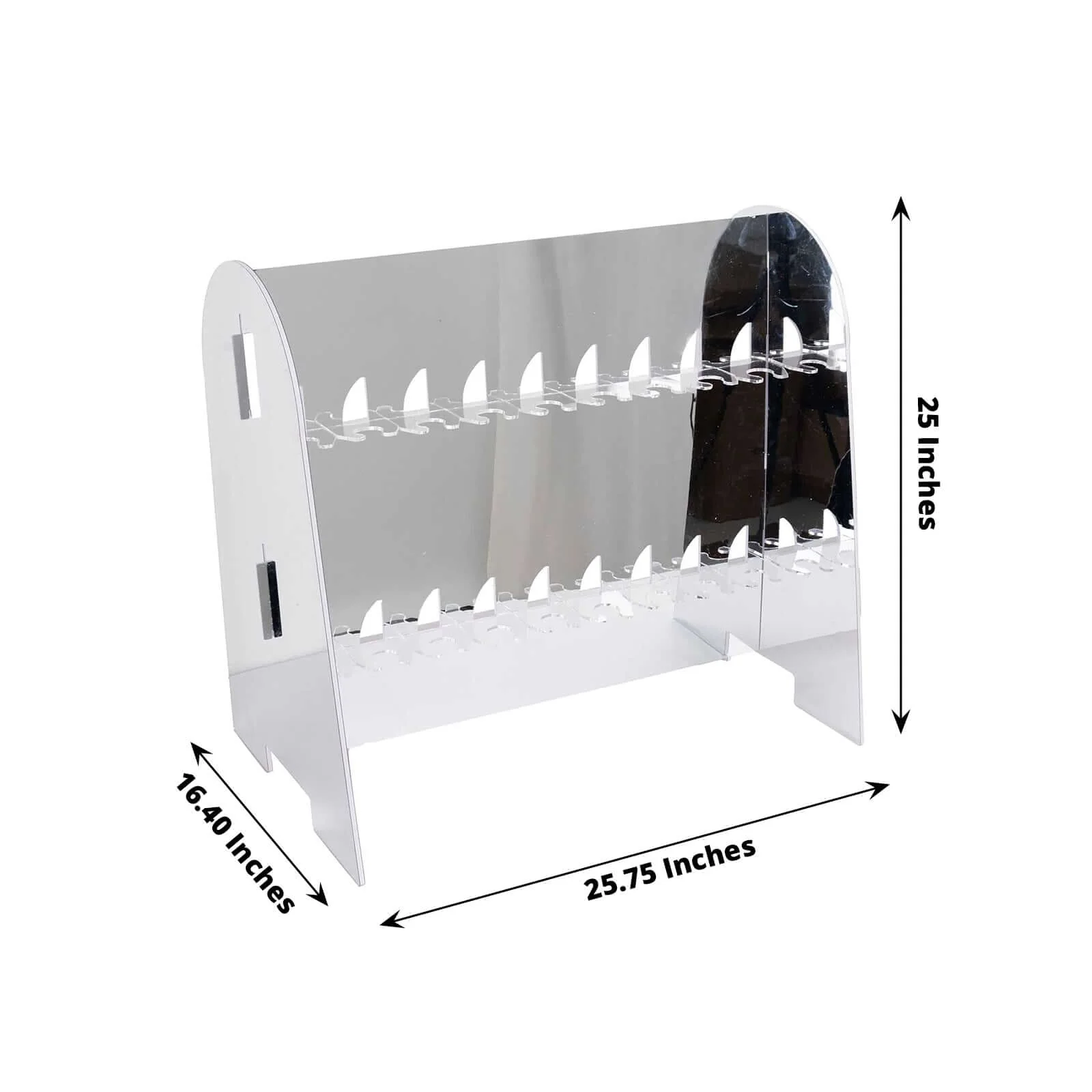 2-Tier Champagne Glass Holder Display Stand Table Top 25" in Silver Mirror Finish with 18 Hooks, Stylish Stemware Rack Cocktail Drink Holder for DIY Bars & Celebrations - Image 3