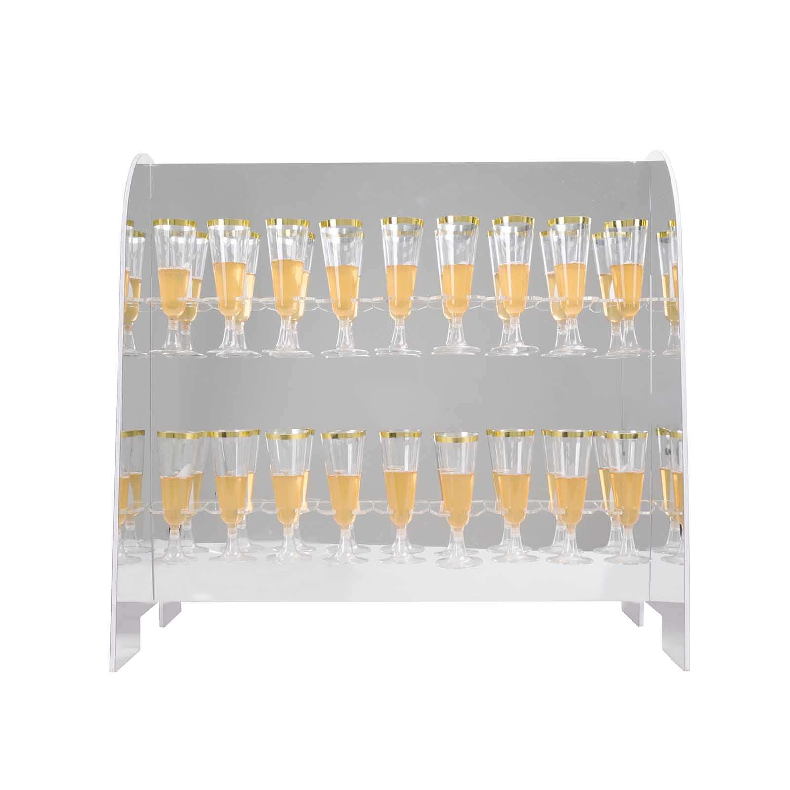 2-Tier Champagne Glass Holder Display Stand Table Top 25" in Silver Mirror Finish with 18 Hooks, Stylish Stemware Rack Cocktail Drink Holder for DIY Bars & Celebrations - Image 7