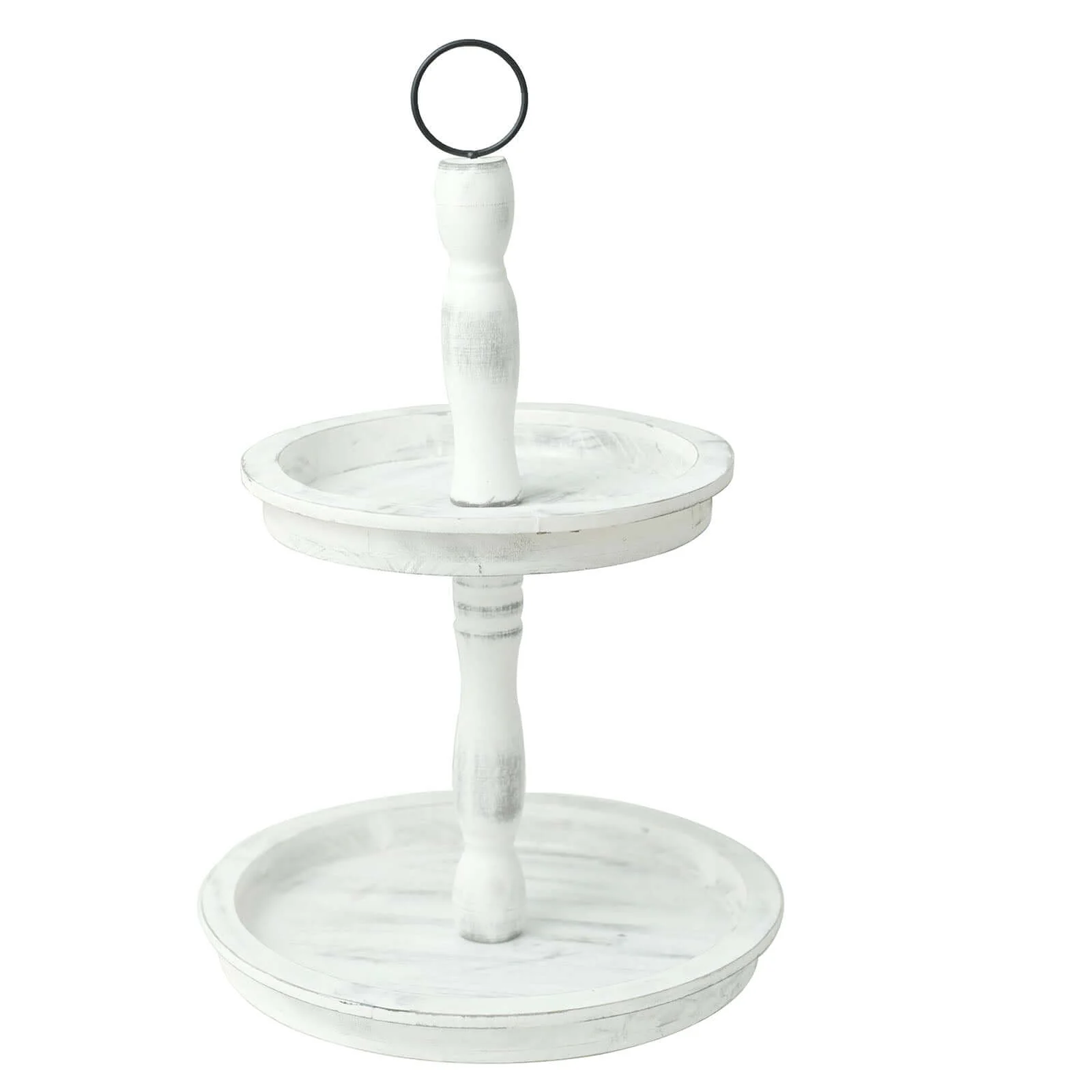 2-Tier Wooden Serving Tray Stand 20" Rustic Whitewashed Design - Farmhouse Style Cupcake Display - Image 10