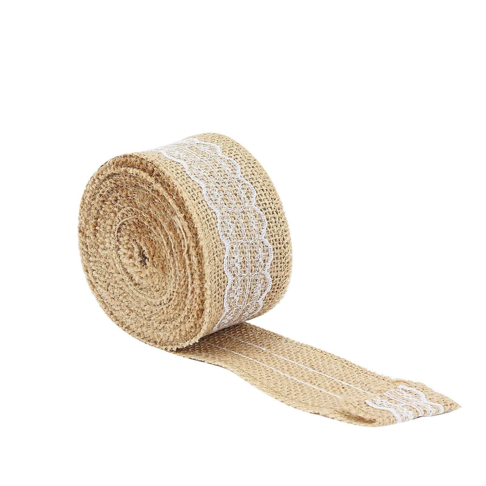 Natural Jute Burlap Ribbon With Wavy Lace 2" x 16FT - Image 11