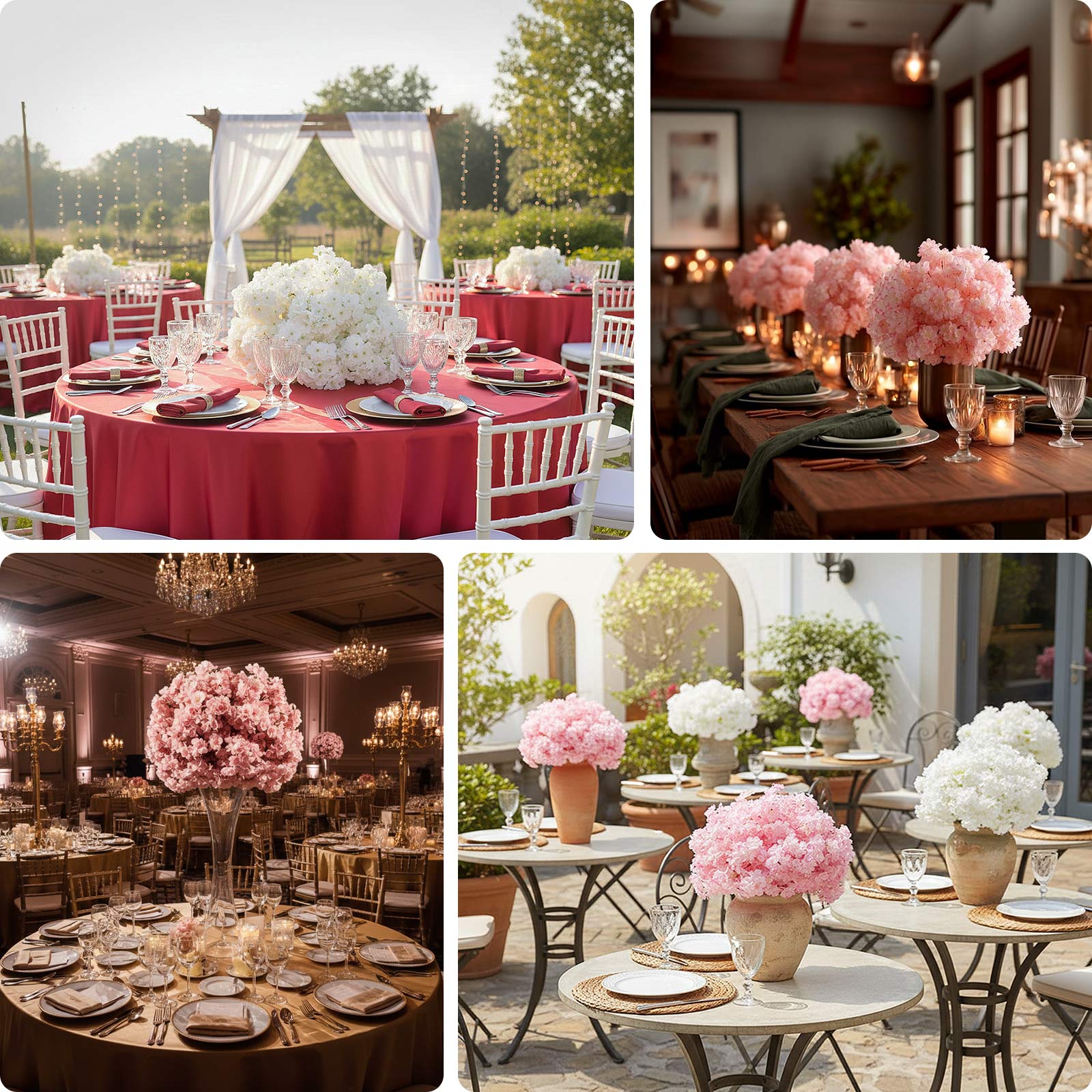 Pre-Arranged Artificial Cherry Blossom Wedding Centerpiece, 20" Blush Silk Flower Ball Arrangement for Event & Table Décor - Image 5
