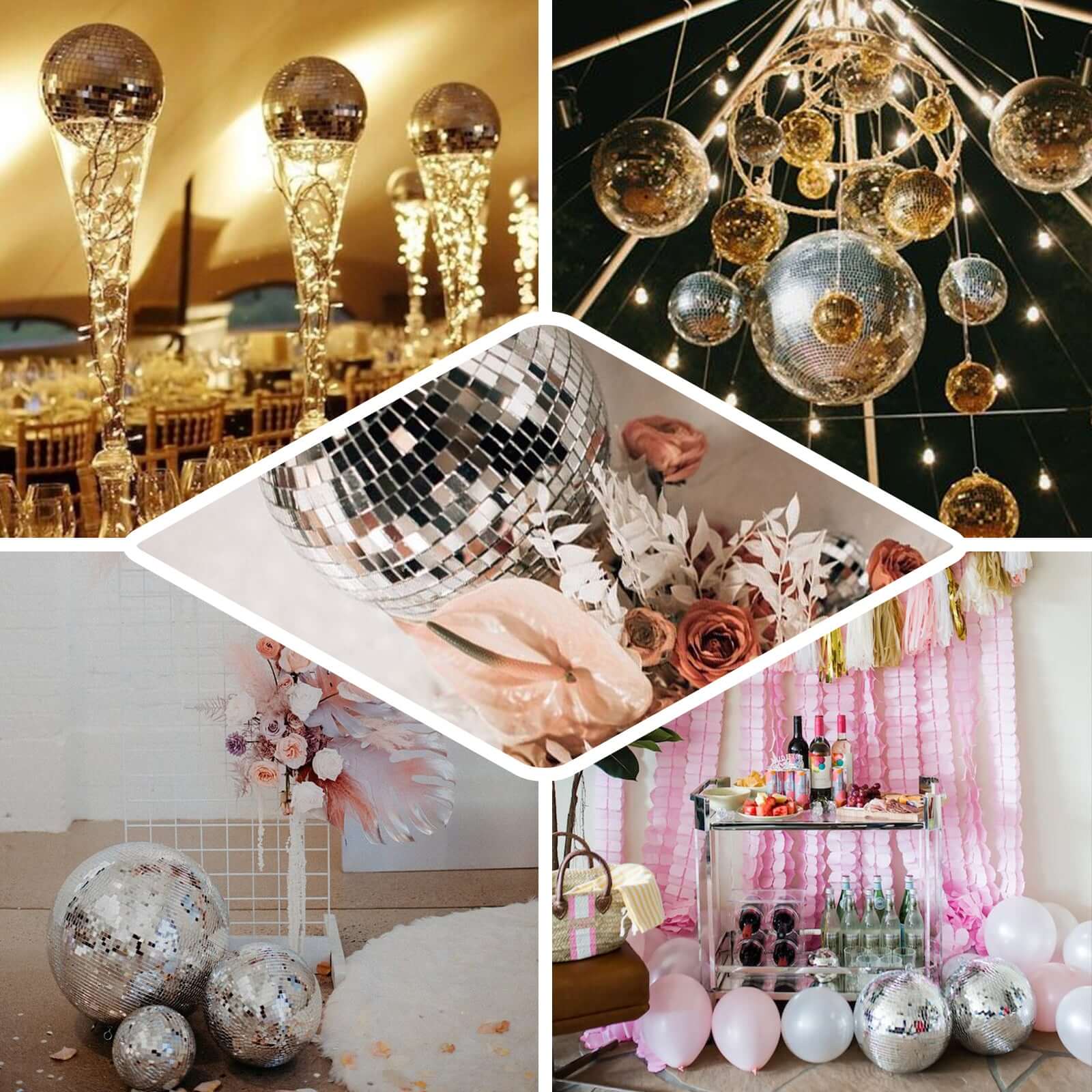 Large Silver Foam Disco Mirror Ball With Hanging Swivel Ring, Holiday Party Decor 20" - Image 5