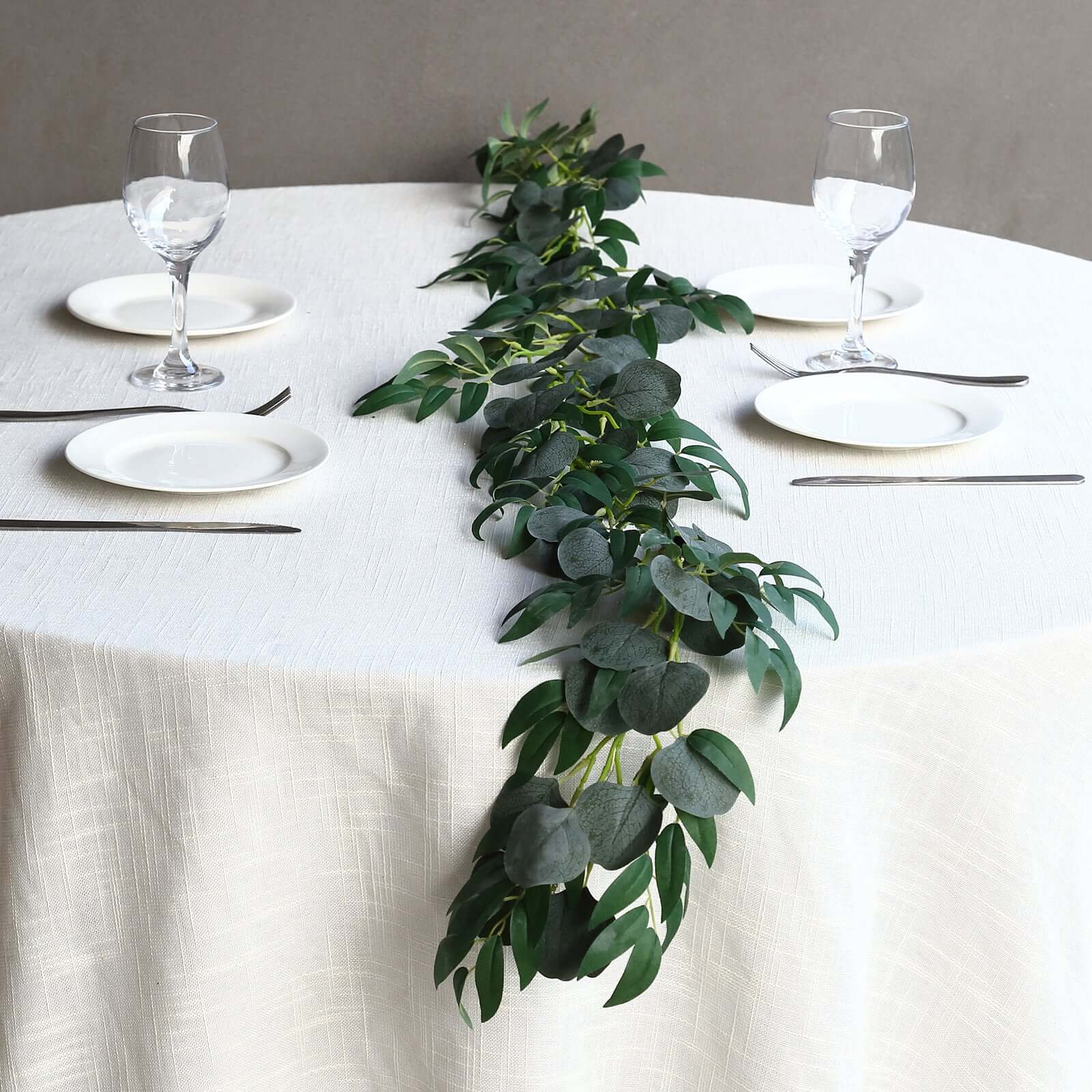 20 LED Artificial Garland String Lights 6ft Eucalyptus Leaf Design Willow Green Warm White - Battery Operated Decorative Lights - Image 2