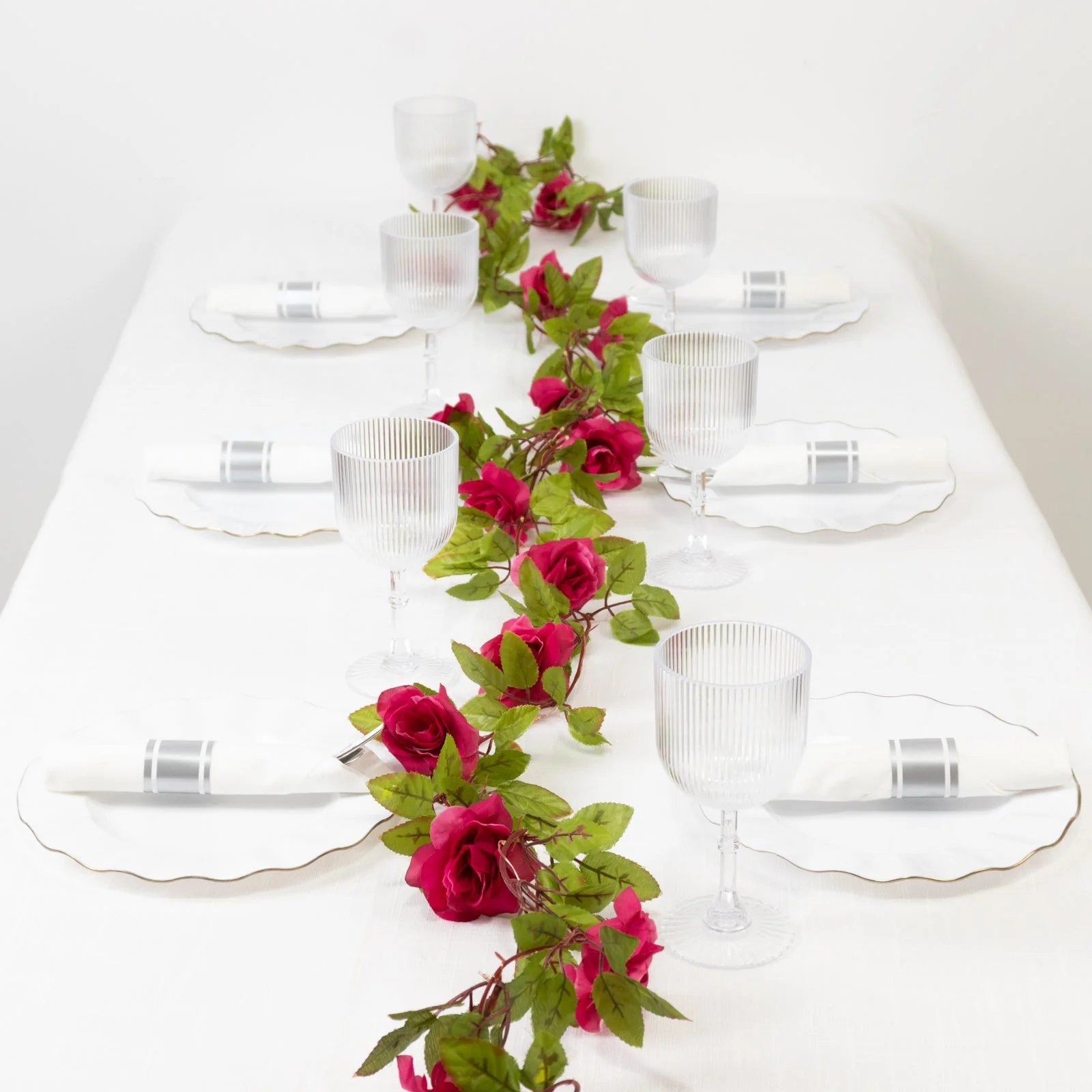 20 LED Red Silk Rose Flower Garland Vine String Lights, Warm White Battery Operated 7ft - Image 7