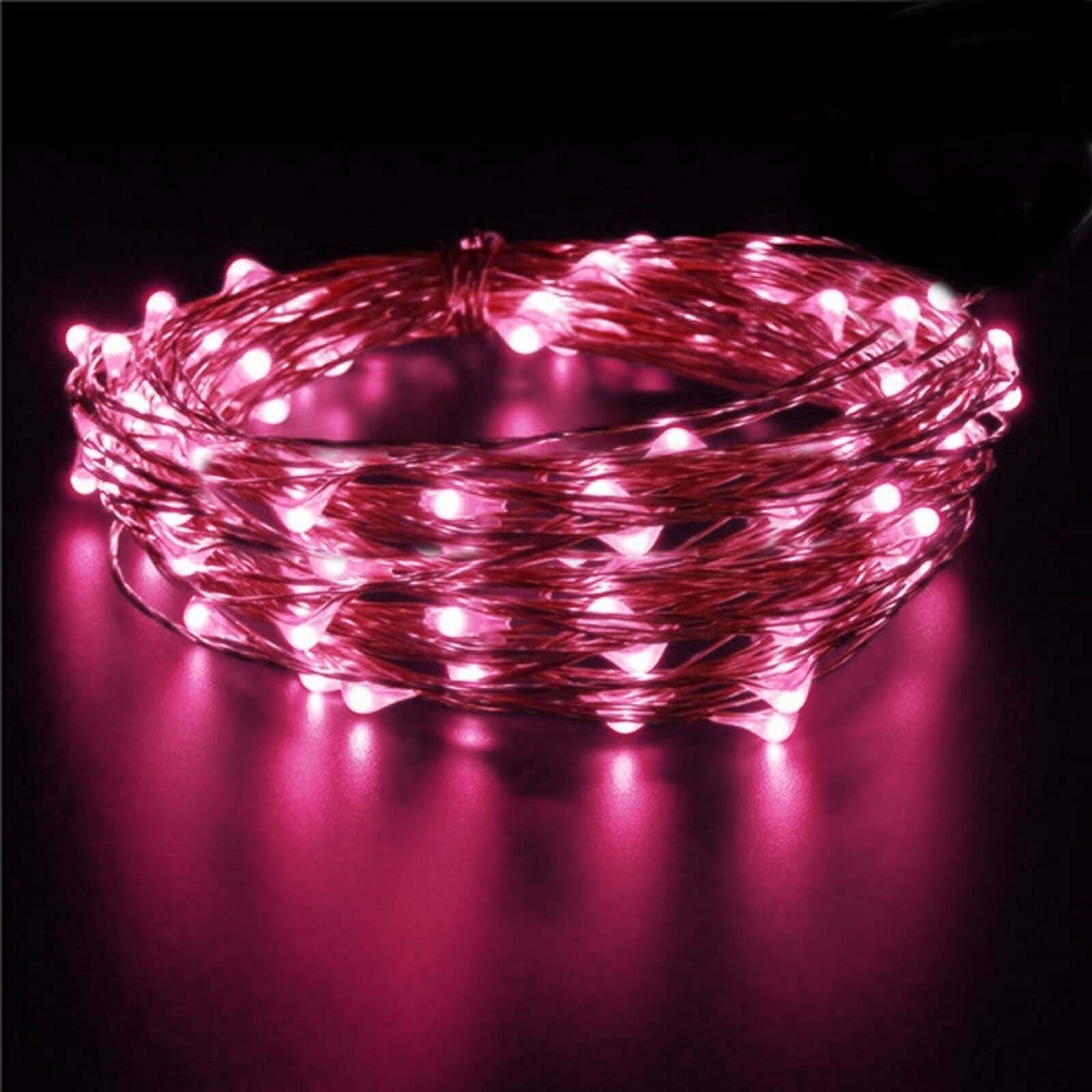 20 LED Starry Bright String Lights 90" Micro Fairy Lights Fuchsia - Battery Operated - Image 2