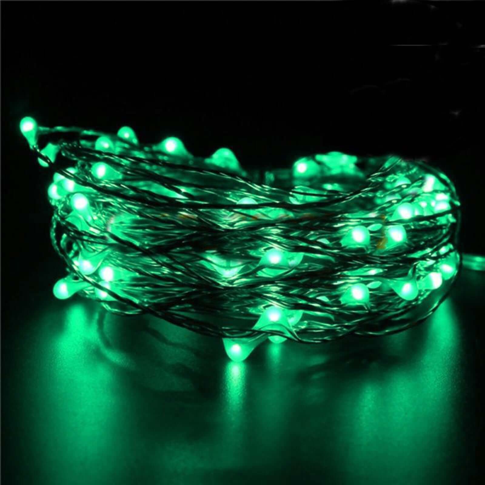 20 LED Starry Bright String Lights 90" Micro Fairy Lights Green - Battery Operated - Image 2