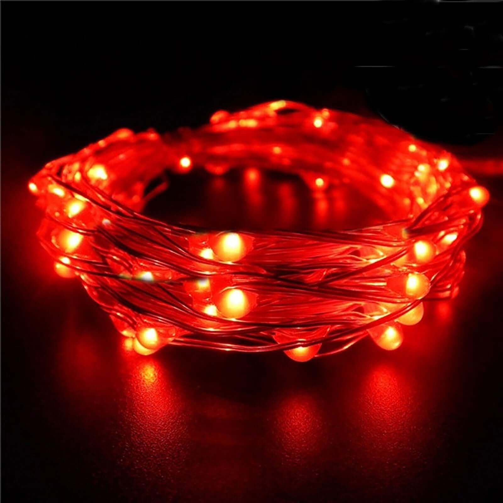 20 LED Starry Bright String Lights 90" Micro Fairy Lights Red - Battery Operated - Image 5