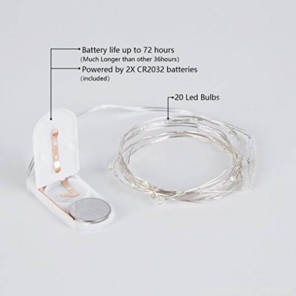 20 LED Starry Bright String Lights 90" Micro Fairy Lights White - Battery Operated for Party Décor - Image 8