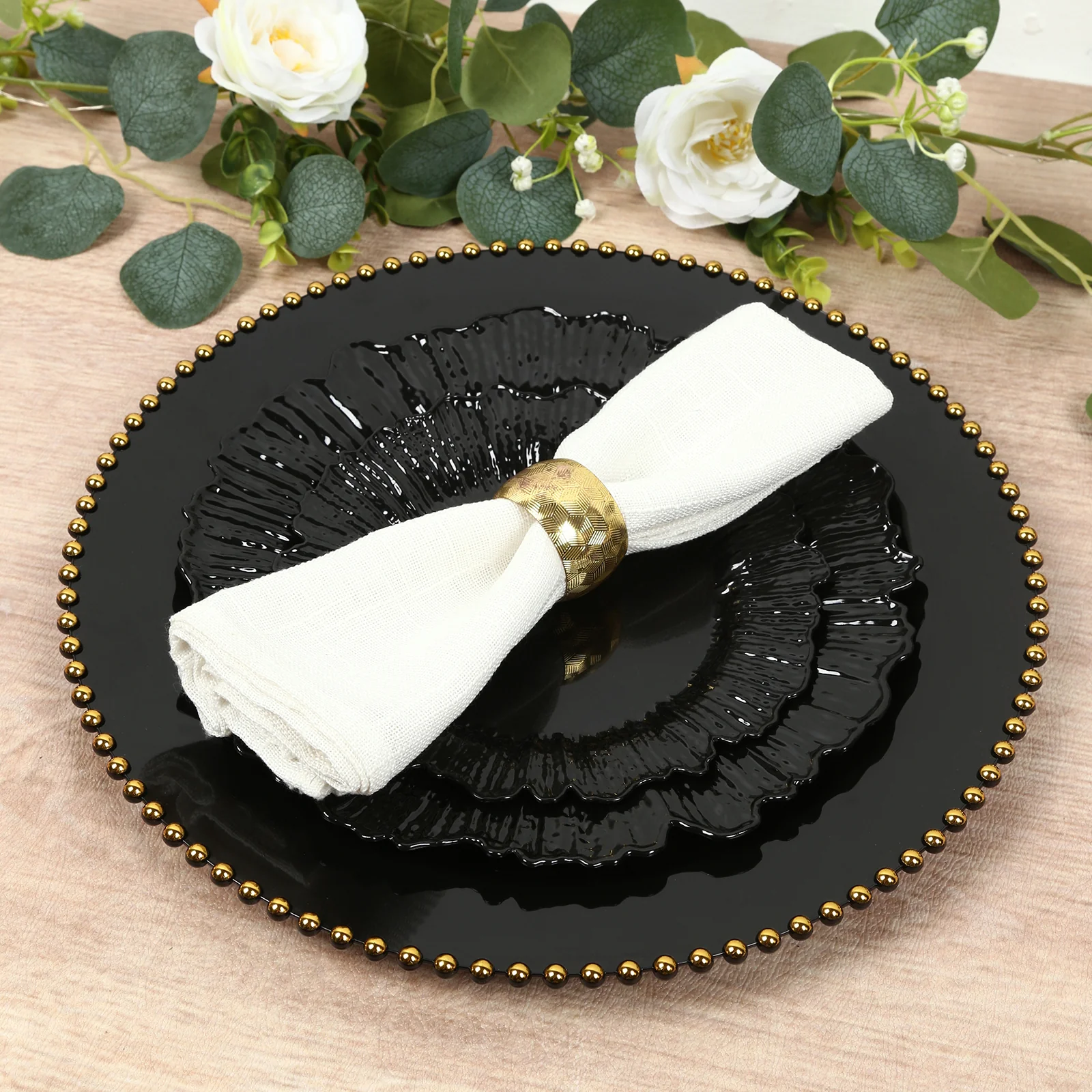 20-Pack Black Reef Design Plastic Plates – 10" Dinner Party Plates – Elegant Disposable Tableware - Image 8