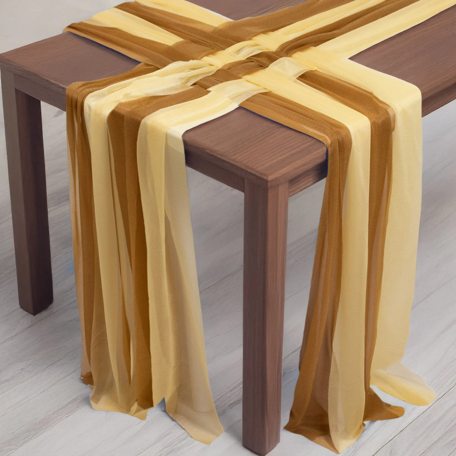 20-Pack Sheer Table Runners Champagne Gold, 9ft Long Sheer Drapes Table Decor, Wrinkle-Free - Image 2