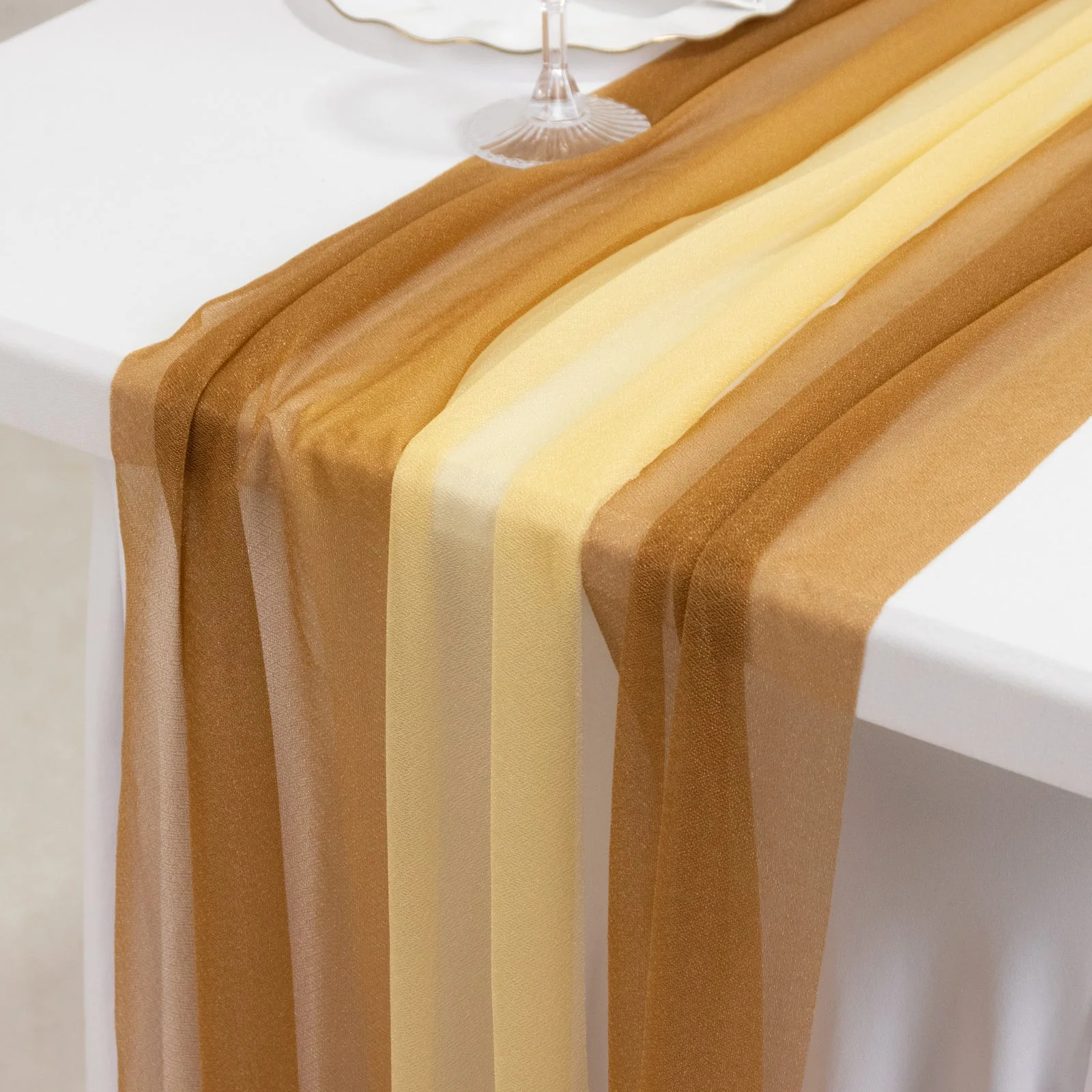 20-Pack Sheer Table Runners Champagne Gold, 9ft Long Sheer Drapes Table Decor, Wrinkle-Free - Image 5