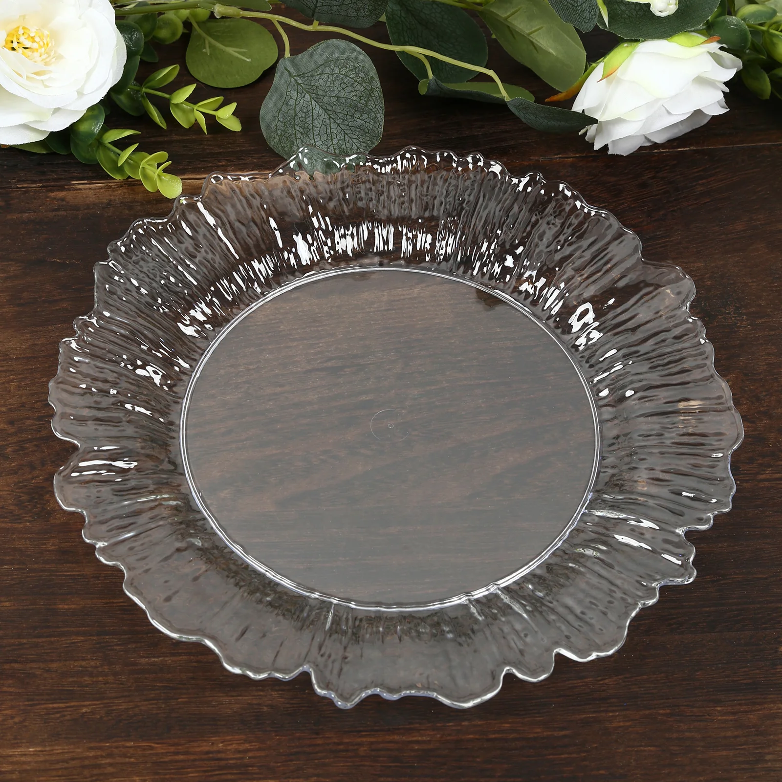 20-Pack Clear Reef Design Plastic Plates – 10" Dinner Party Plates – Elegant Disposable Tableware