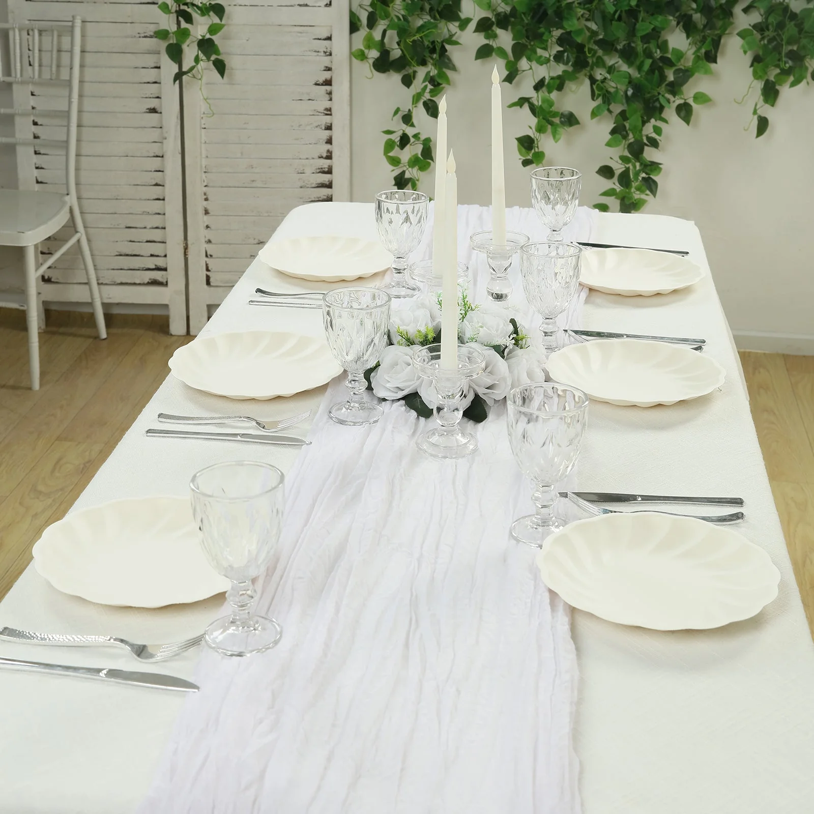 20 Pack Compostable Dinner Plates – 9" Cream Swirl Scalloped Pastel Color Party Plates, Biodegradable Bamboo Tableware - Image 6