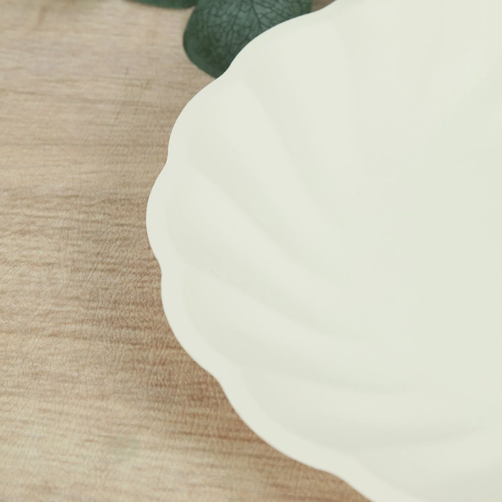 20 Pack Compostable Dinner Plates – 9" Cream Swirl Scalloped Pastel Color Party Plates, Biodegradable Bamboo Tableware - Image 8