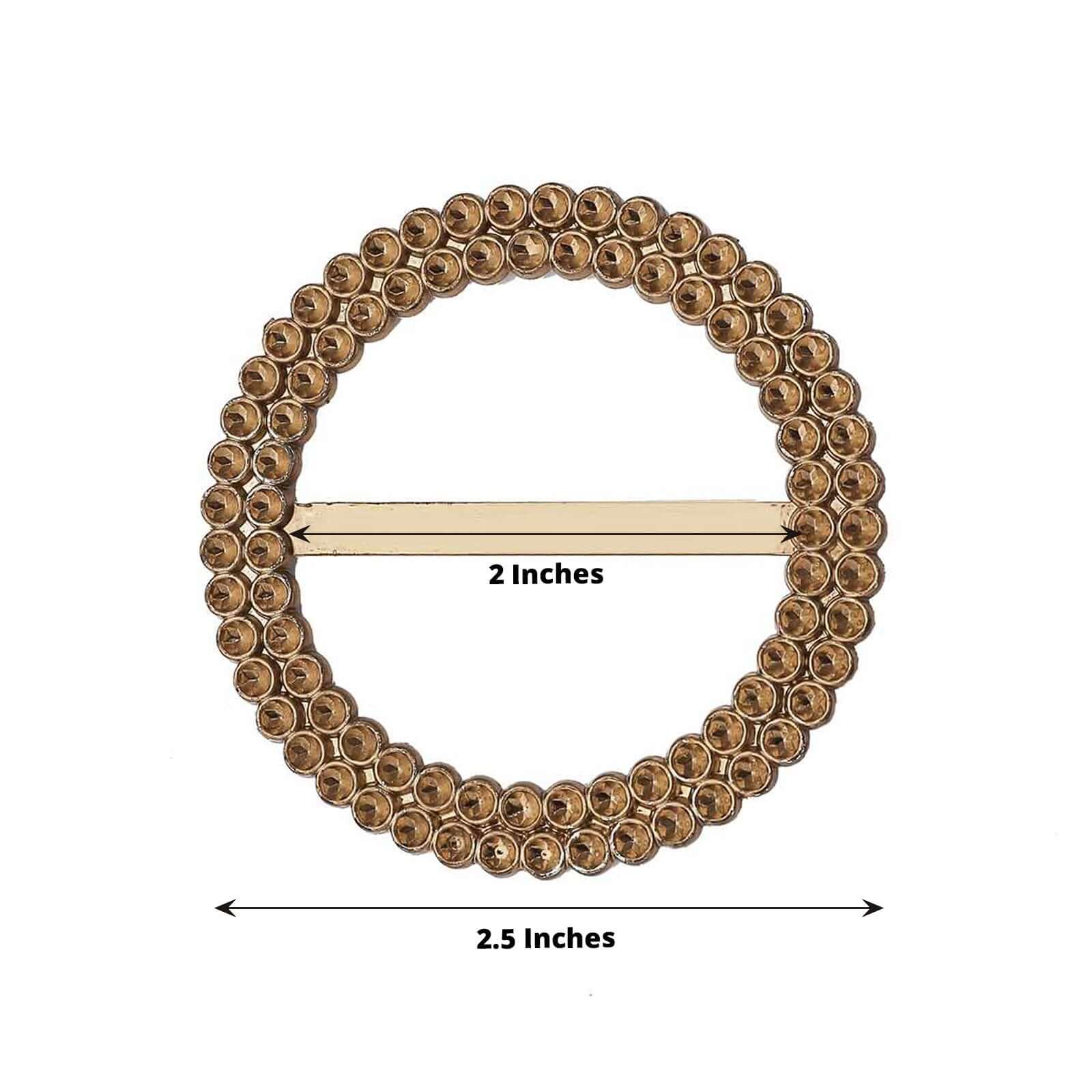 20 Pack Diamond Circle Chair Sash Band Buckle Pin 2.5" Antique Gold - Rhinestone Napkin Rings - Image 3