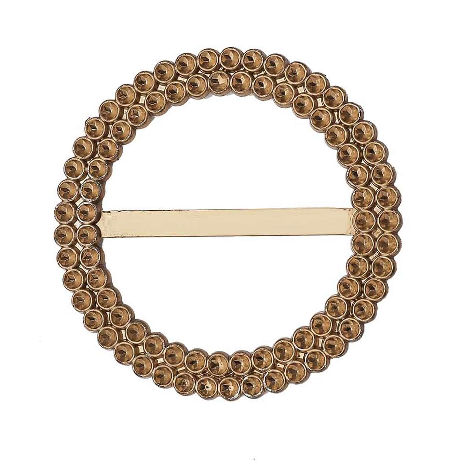 20 Pack Diamond Circle Chair Sash Band Buckle Pin 2.5" Antique Gold - Rhinestone Napkin Rings - Image 7