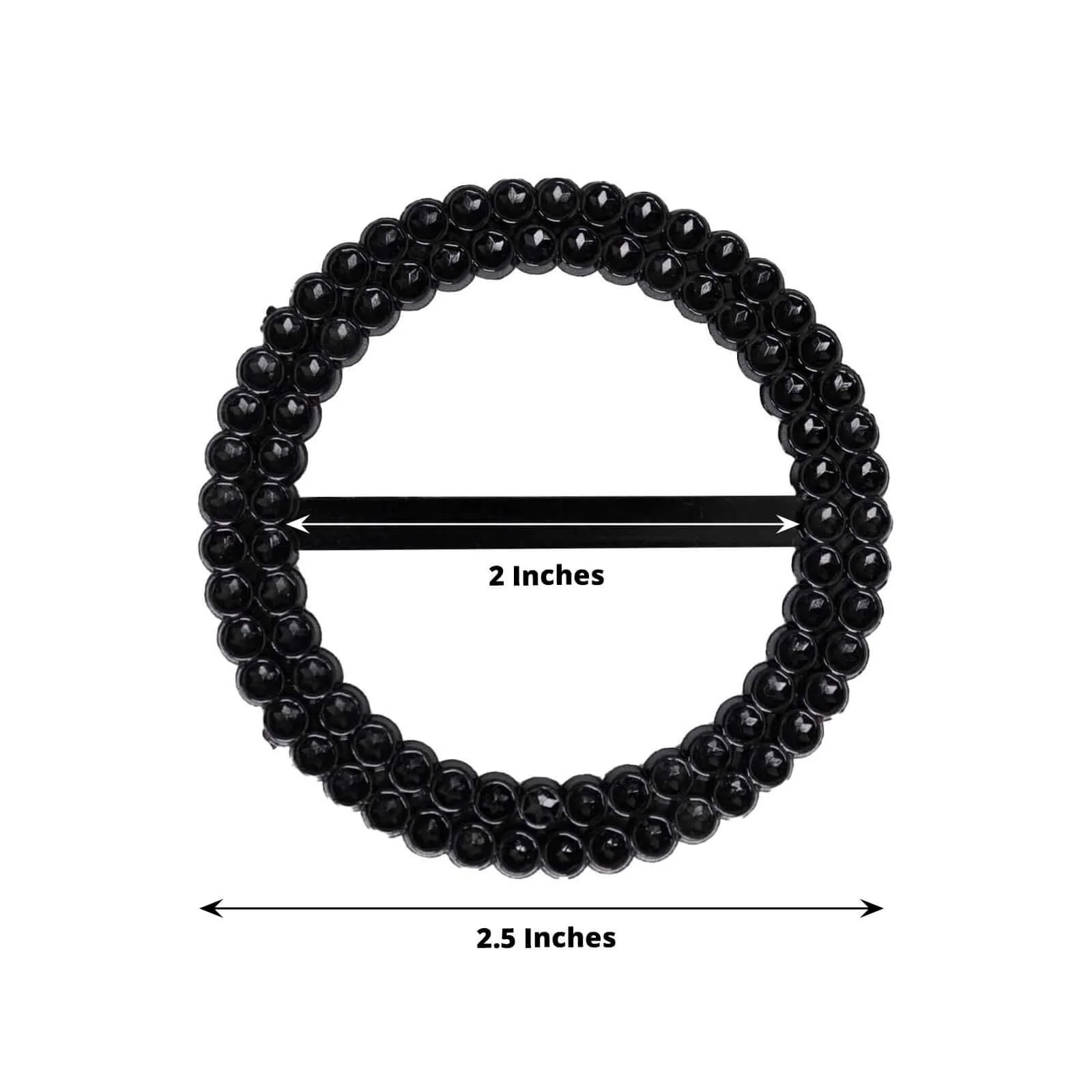 20 Pack Diamond Circle Chair Sash Band Buckle Pin 2.5" Black - Rhinestone Napkin Rings - Image 3